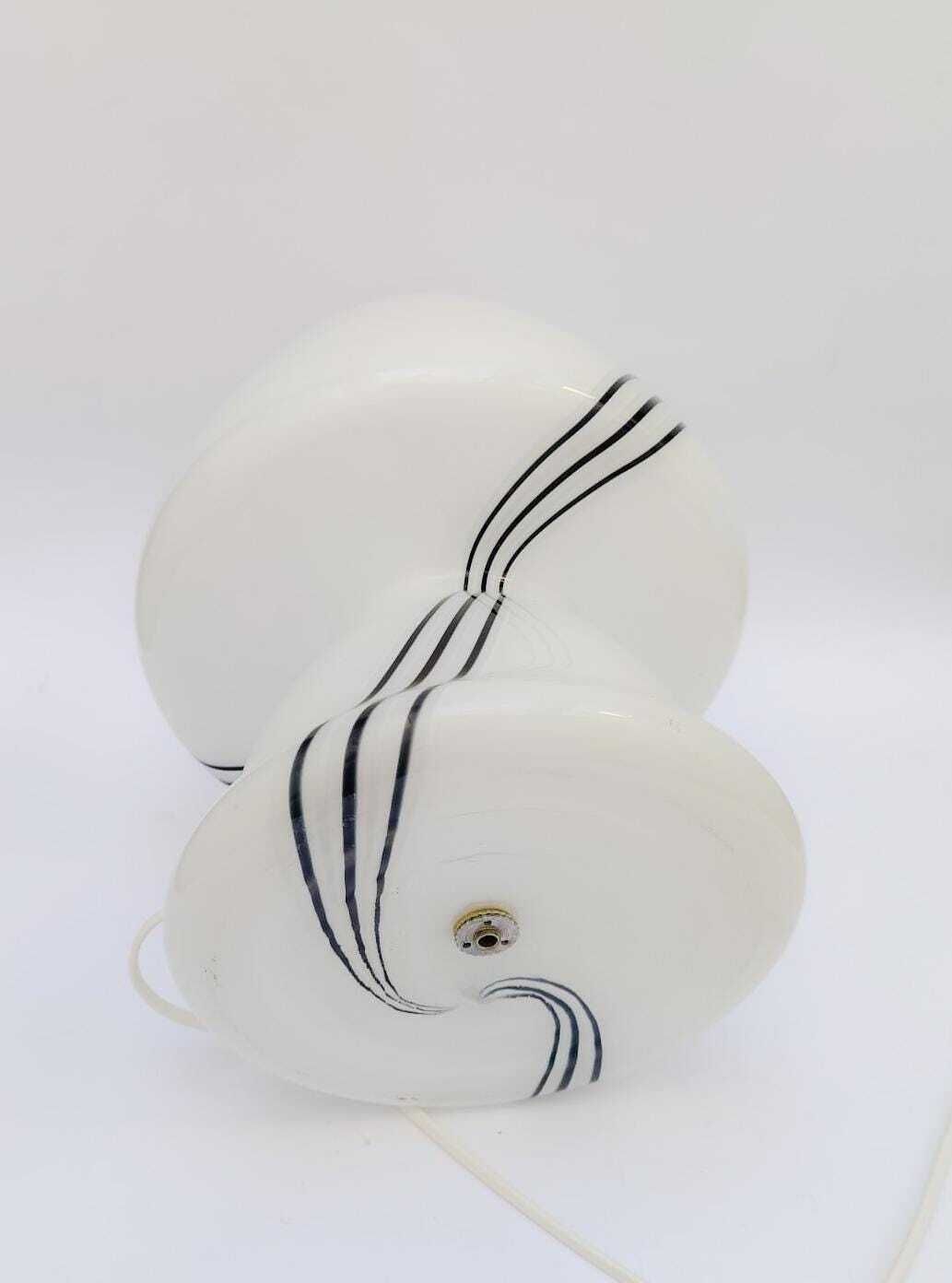 Mushroom Table Lamp In Murano Glass, White With Black Bands, Vintage Design From The 1980s. photo buy