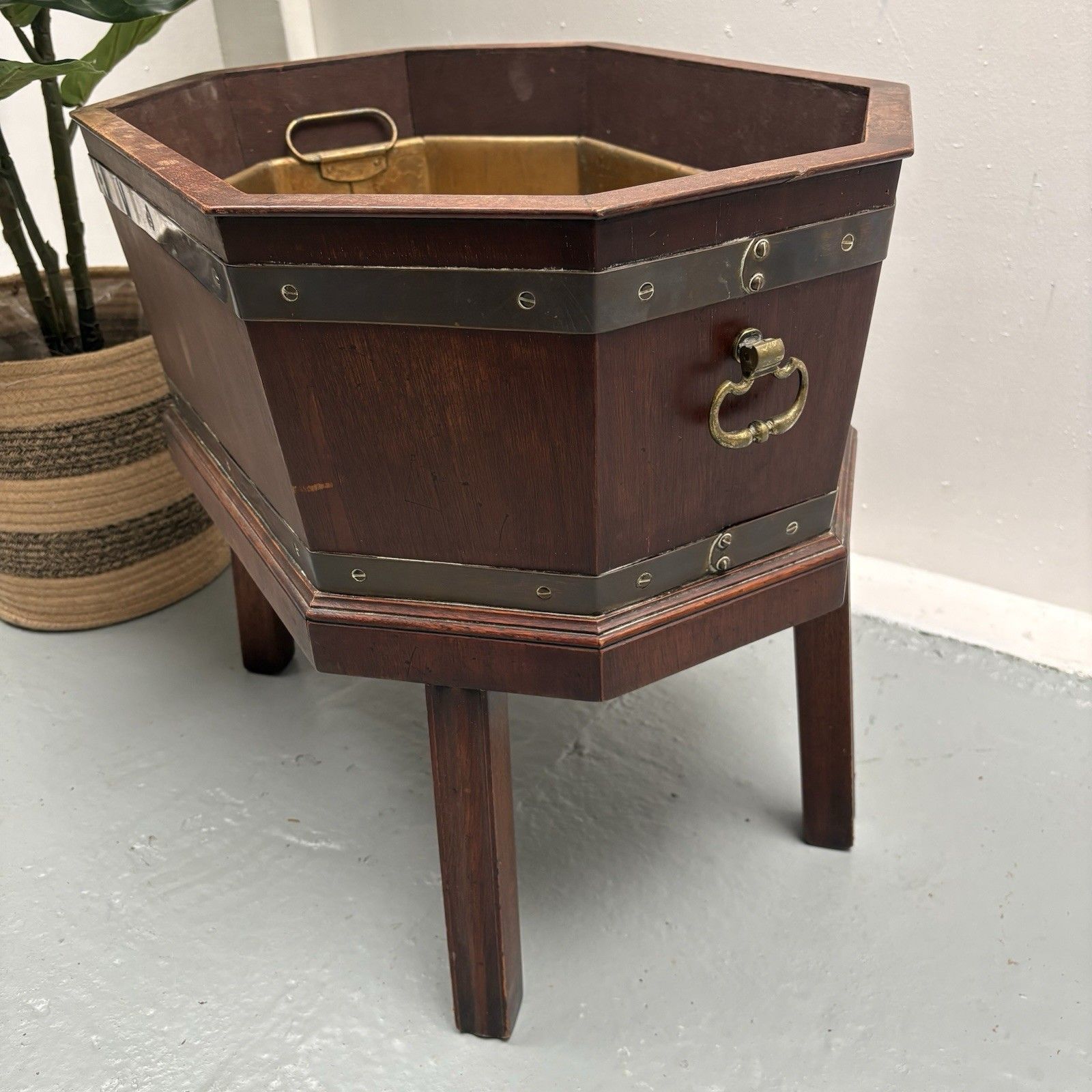 Celleratte George III Brass Bound Mahogany Wine Cooler photo vintage
