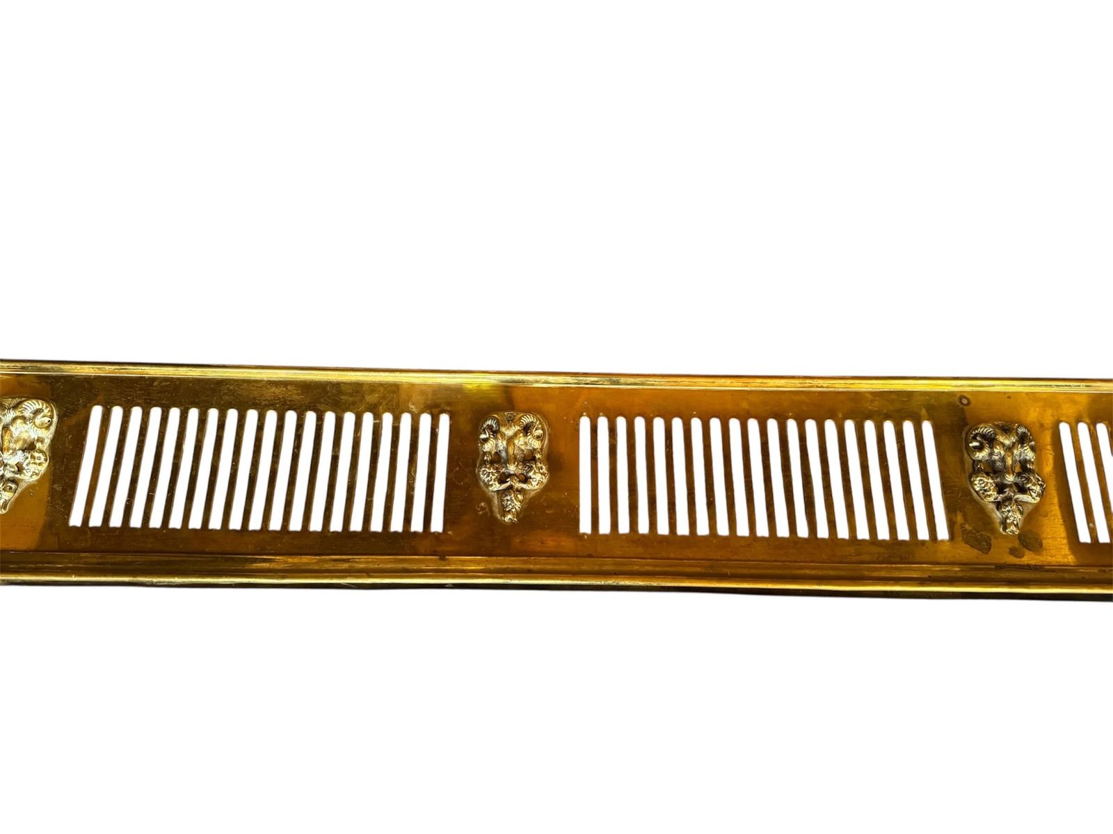 Antique Georgian Style Brass Fire Place Fender With Rams Head Design photo Home Fixtures