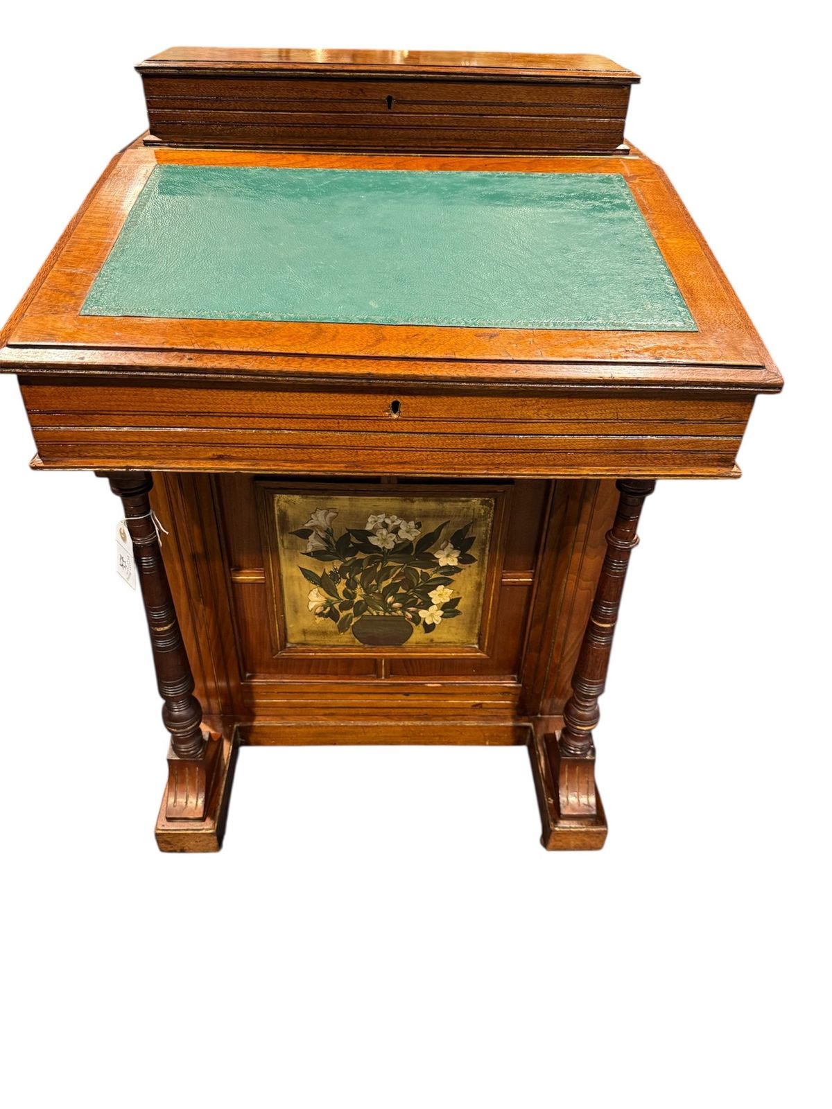 Victorian Golden Mahogany Davenport Desk With Painted Insert