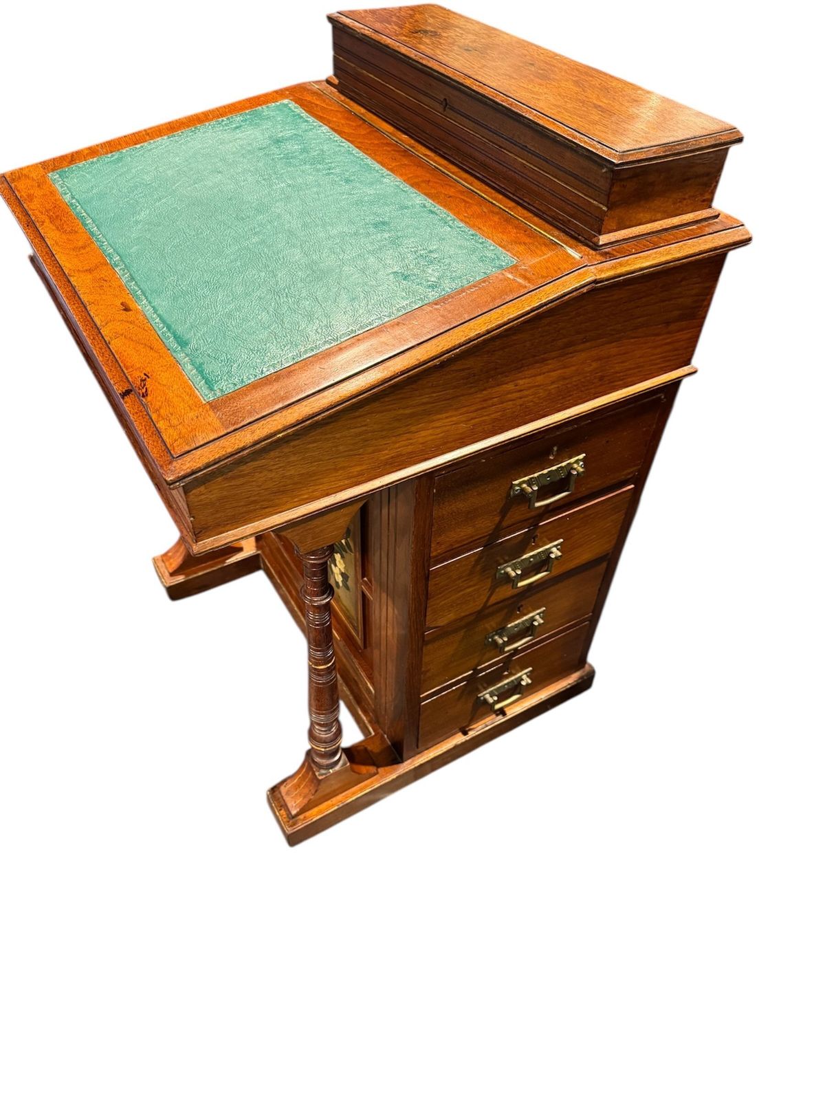 Victorian Golden Mahogany Davenport Desk With Painted Insert photo for sale