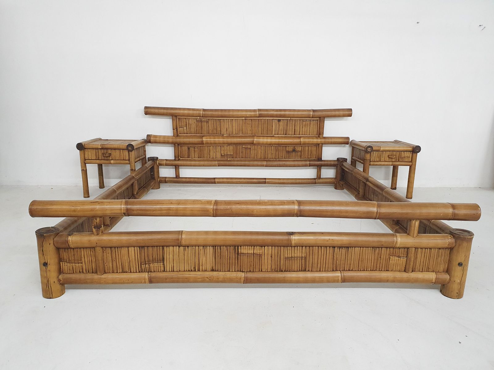 Bamboo Two Person Bed 180 X 210 Cm With Night Stands