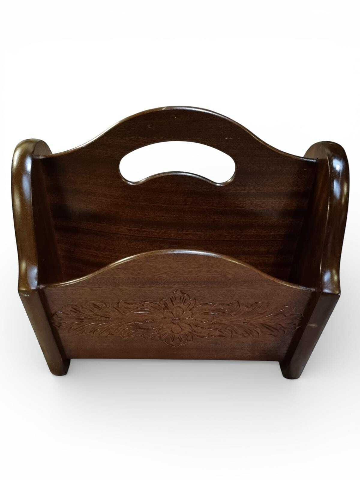 Vintage Carved Magazine Rack / C.1960