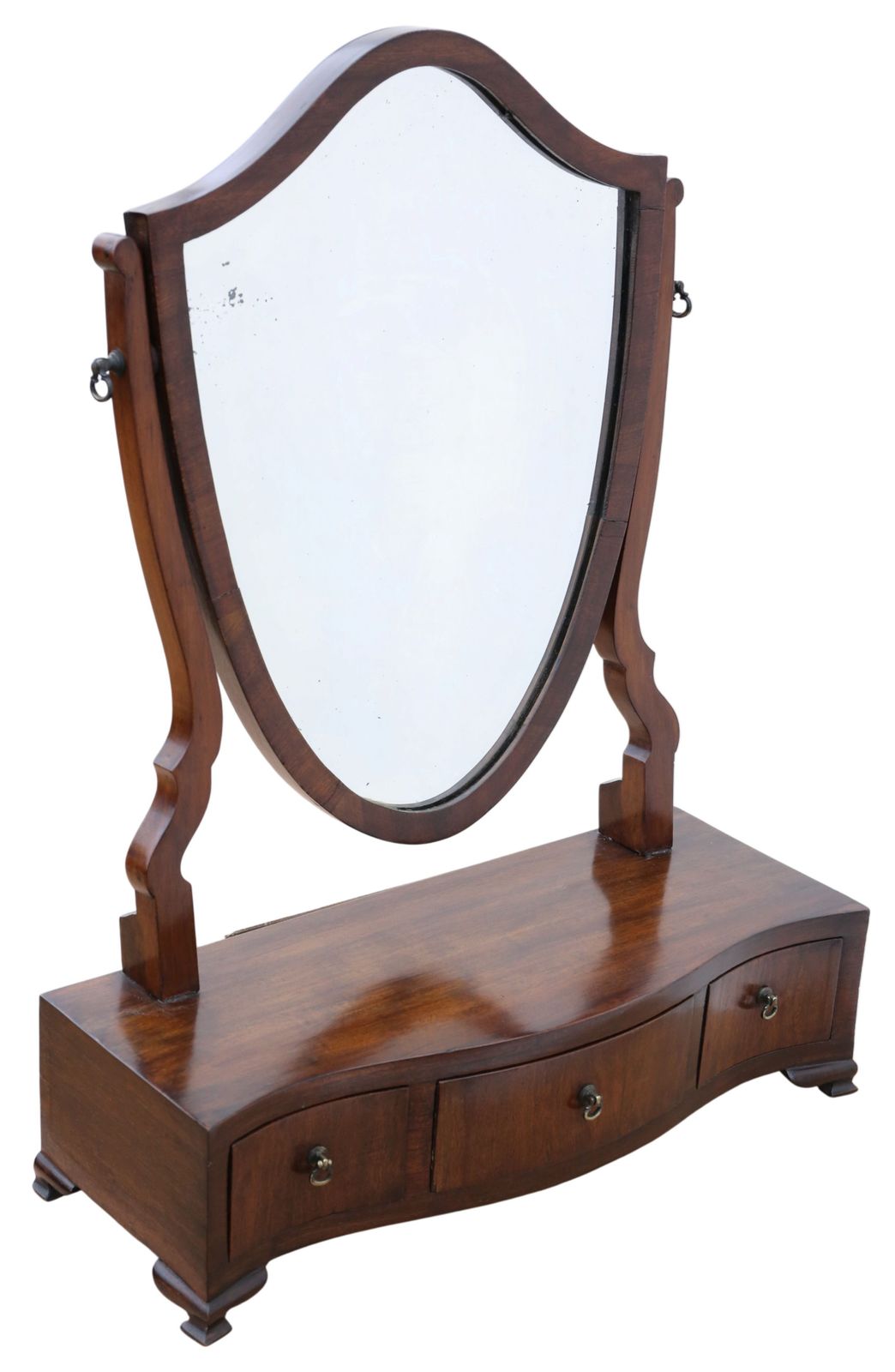 Antique 19th Century Serpentine Shield Shaped Mahogany Dressing Table Mirror – Fine Quality photo for sale