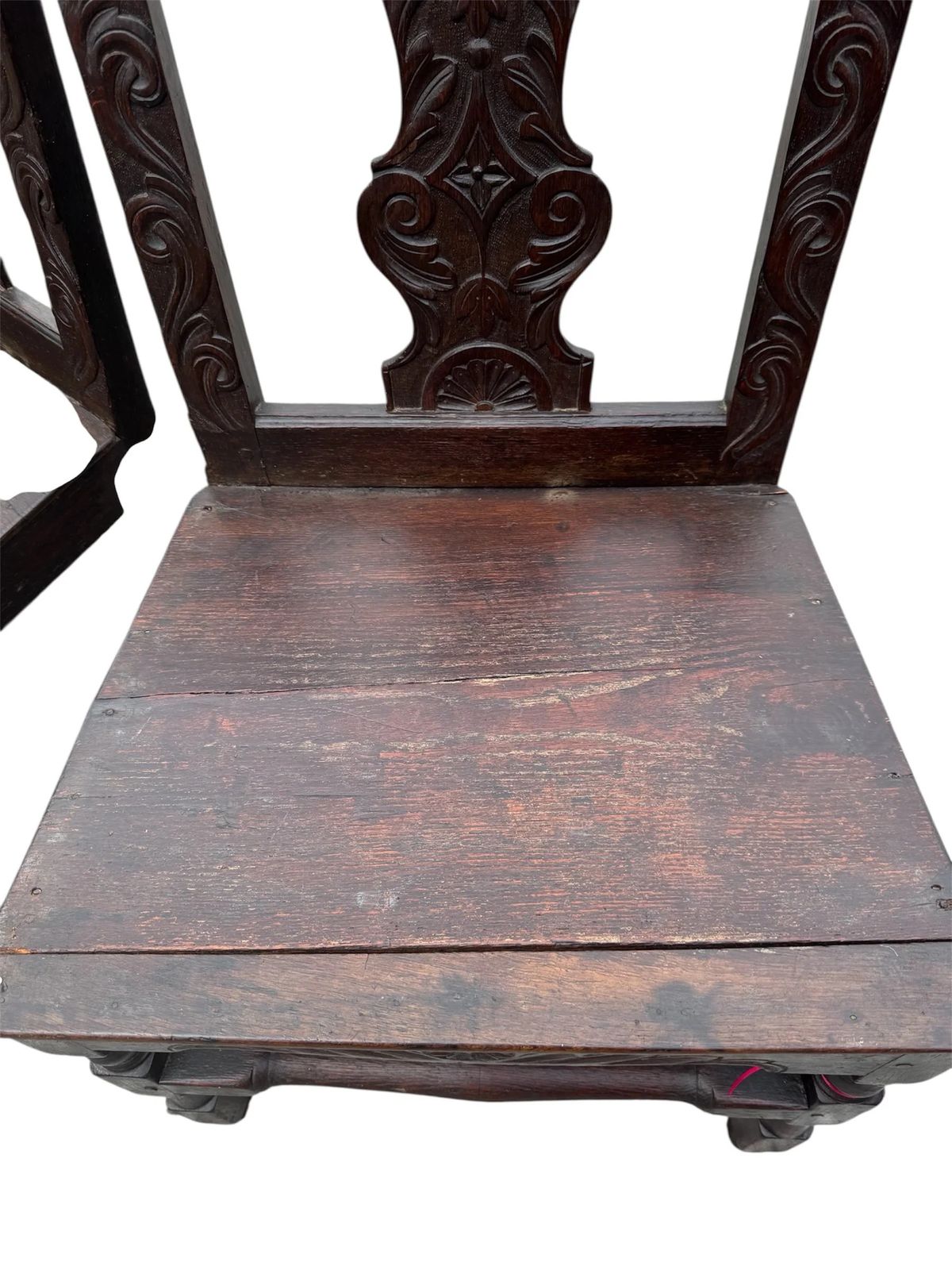 Antique 17th Century Pair Of Carved Gothic Dark Oak Chairs photo vinterior