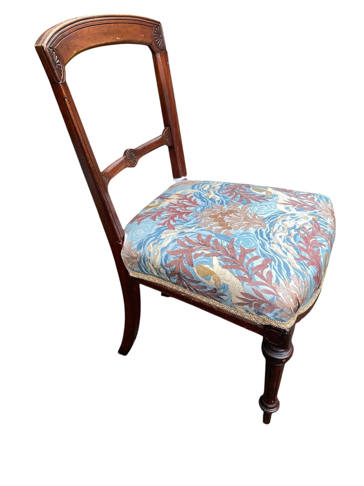 Antique Victorian Mahogany Framed Side Chair Recovered In Designer Fabric photo furniture