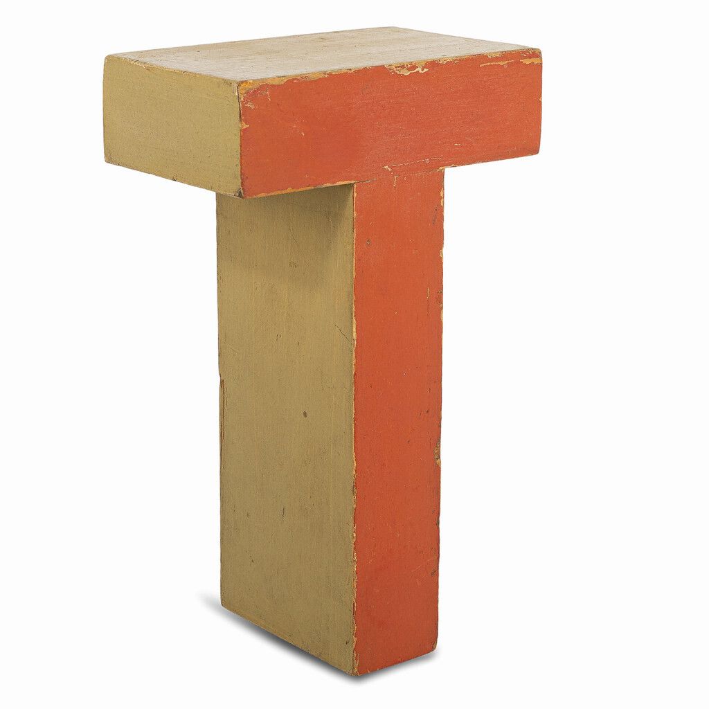 Wooden Letter "T", 1990s, Vintage photo Home Decor