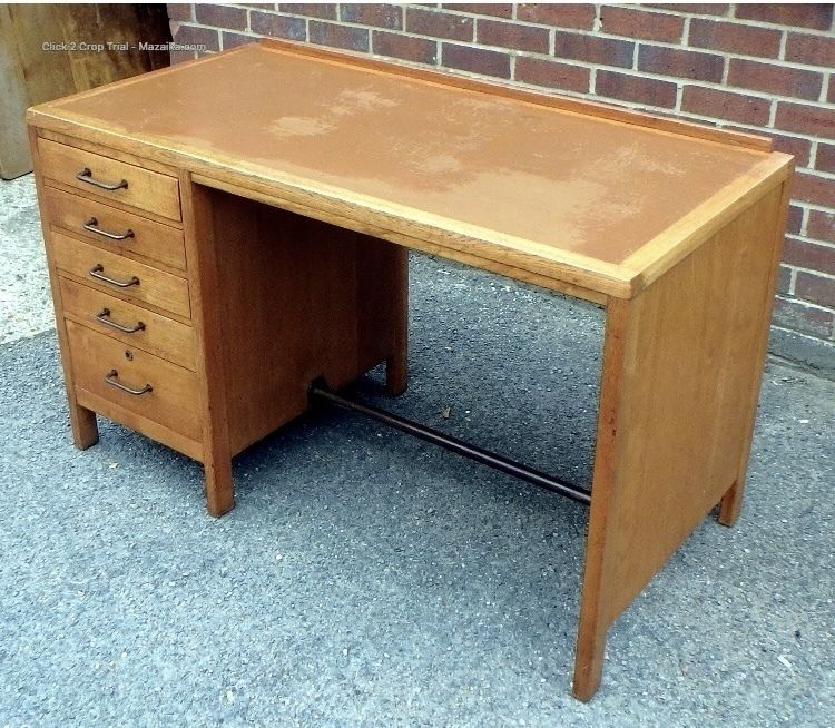 Mid Century Oak Military Writing Office Desk George VI photo Furniture