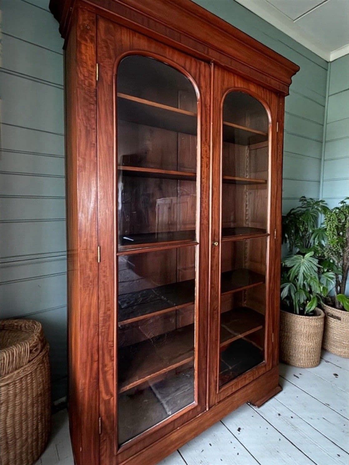 Antique Victorian Mahogany Display China Bookcase Glazed Cabinet photo furniture