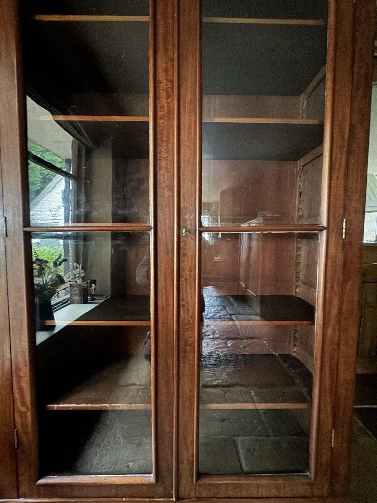photo buy Antique Victorian Mahogany Display China Bookcase Glazed Cabinet