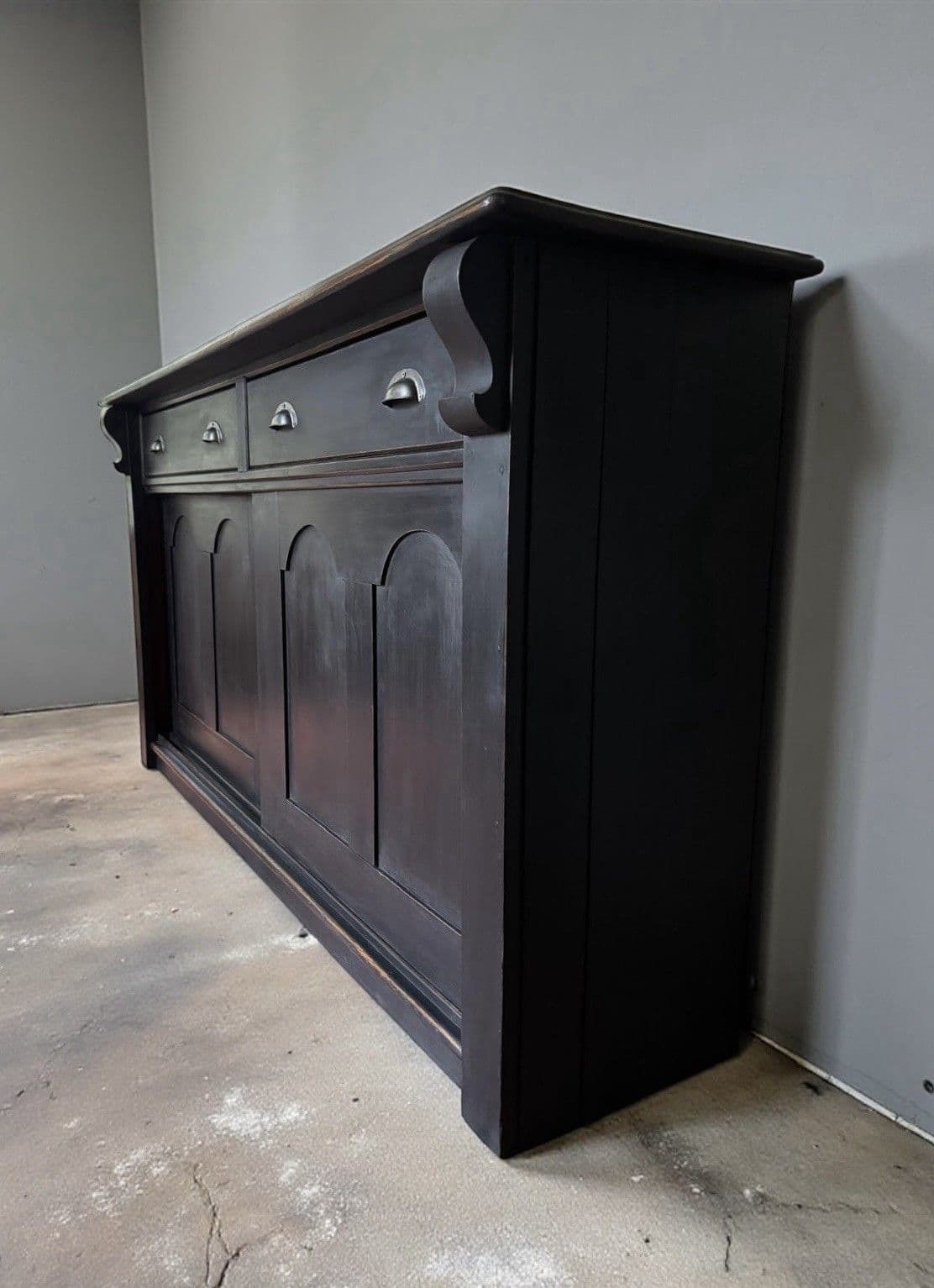 Antique Victorian Painted Solid Pine Sideboard Dresser Base Sliding Door Cupboard photo for sale