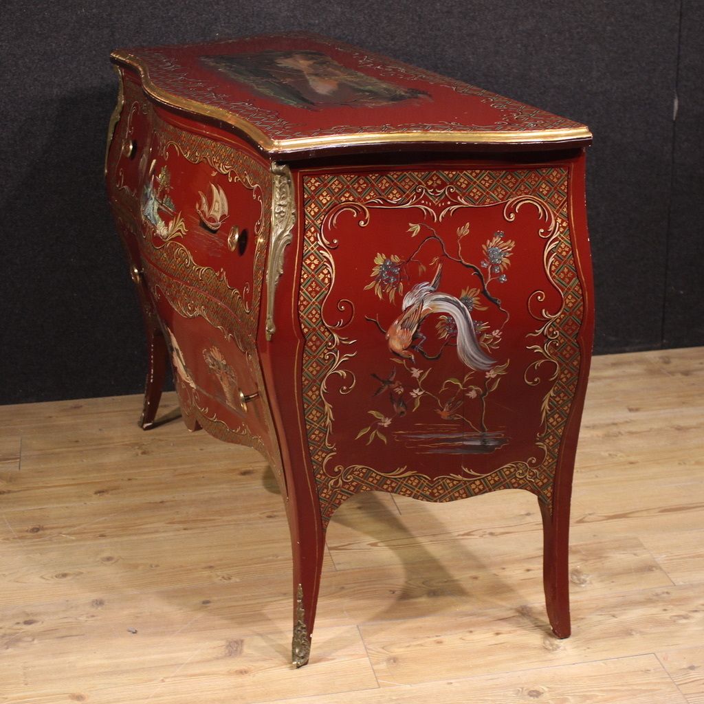French Lacquered, Painted And Gilded Chinoiserie Commode photo furniture