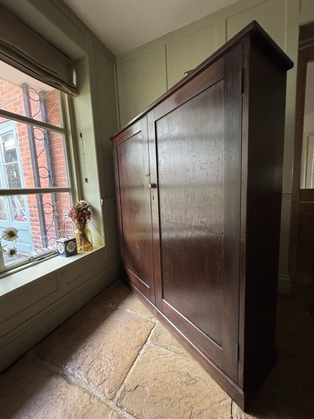 Large Vintage Stained Pine School Hall Larder Cupboard Cabinet Sideboard photo 1195.0
