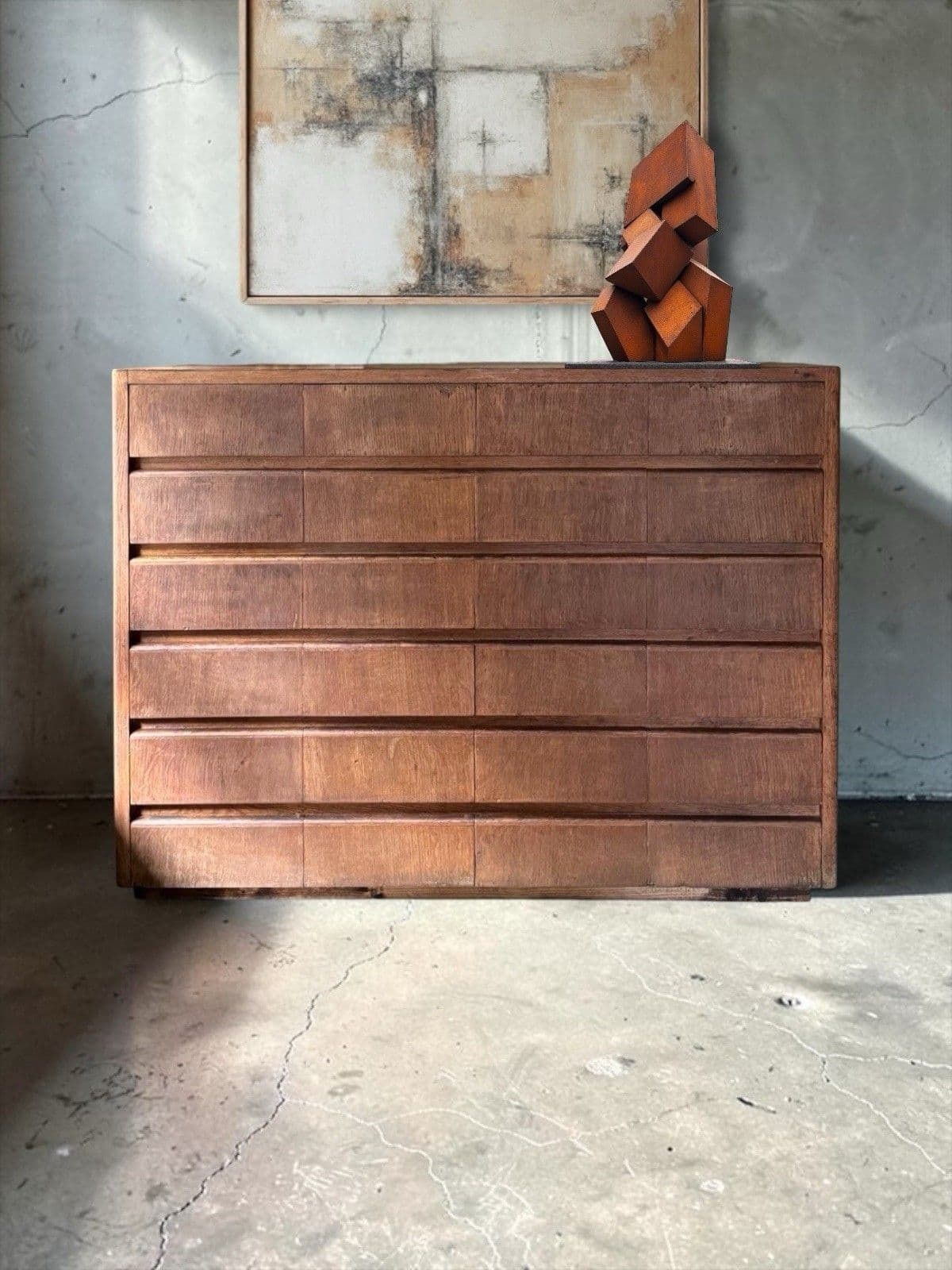 Vintage Midcentury Oak Veneer & Ply Haberdashery Apothecary Chest Of Drawers(24) photo vinterior