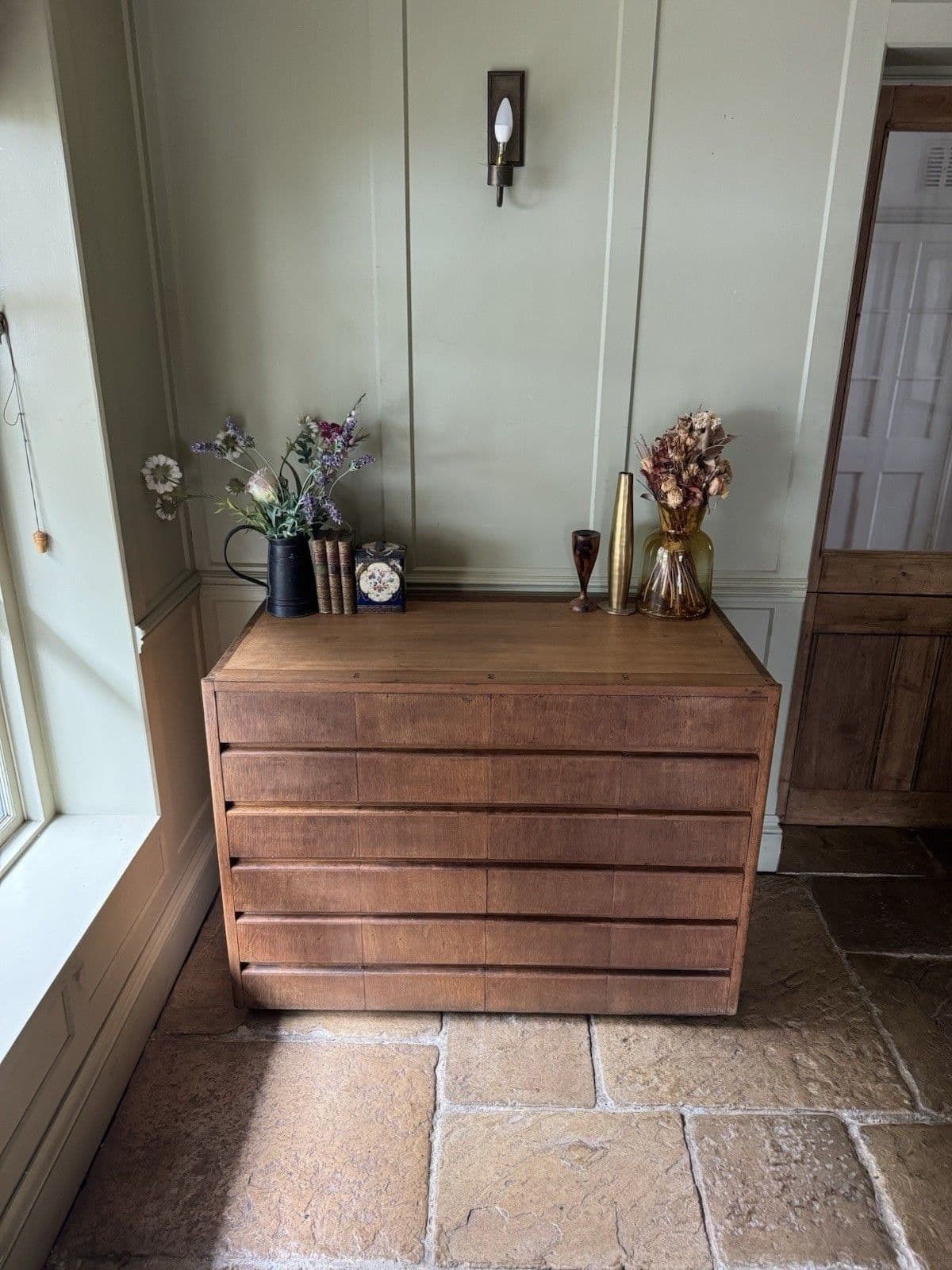 photo furniture Vintage Midcentury Oak Veneer & Ply Haberdashery Apothecary Chest Of Drawers(24)