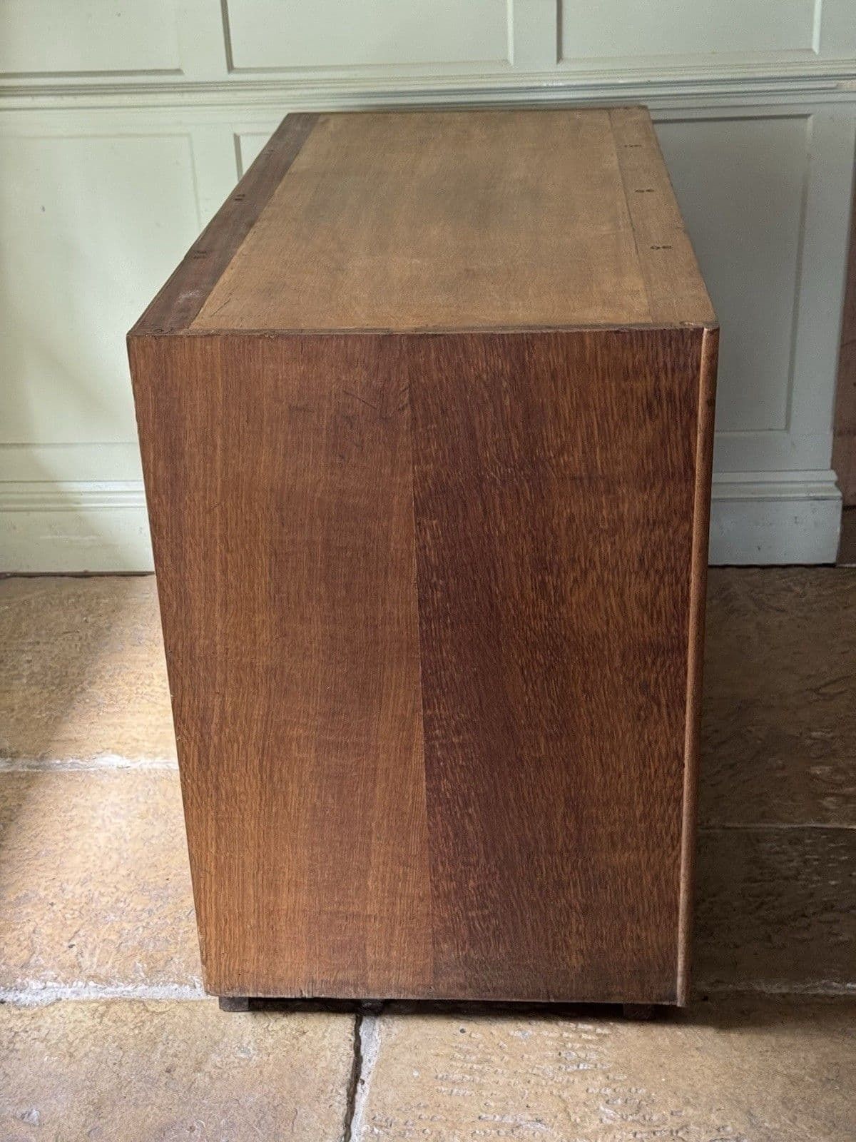Furniture Vintage Midcentury Oak Veneer & Ply Haberdashery Apothecary Chest Of Drawers(24) photo