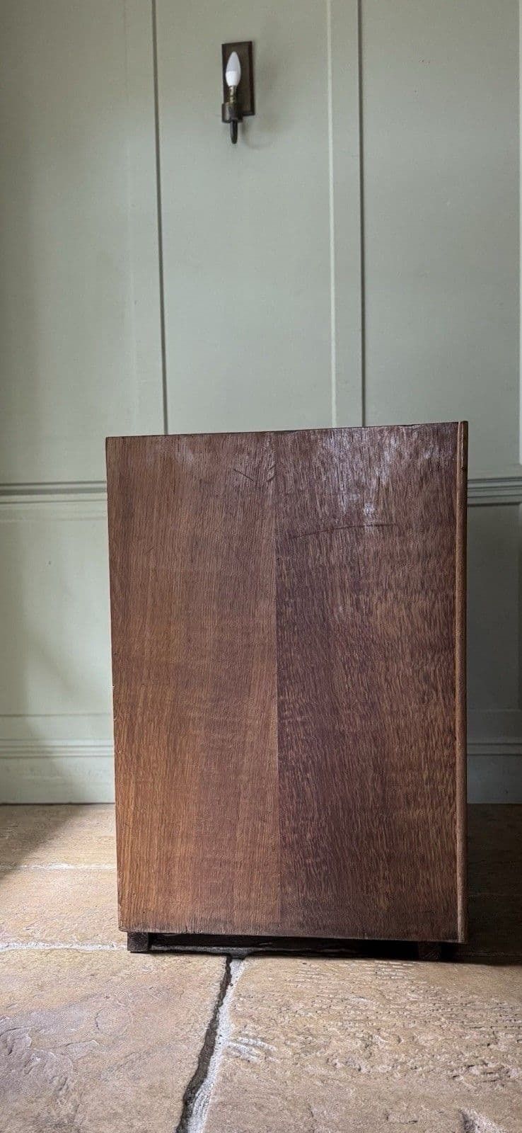 1295.0 Vintage Midcentury Oak Veneer & Ply Haberdashery Apothecary Chest Of Drawers(24) photo