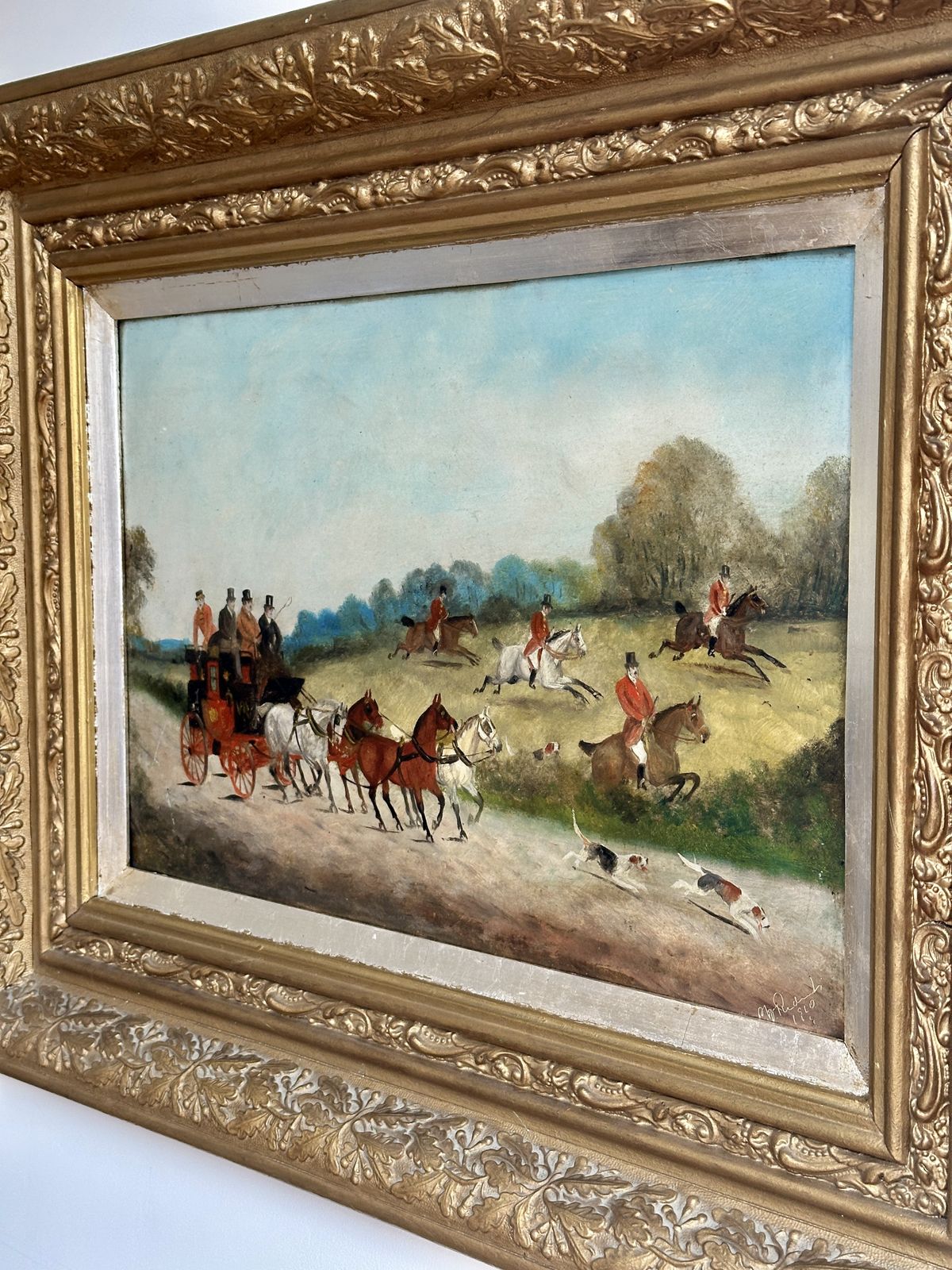 Pair Of Signed 1910 Fox Hunting Oil Paintings – Equestrian Sporting Scenes   Philip Henry Rideout (1860 1920) photo 2200.0