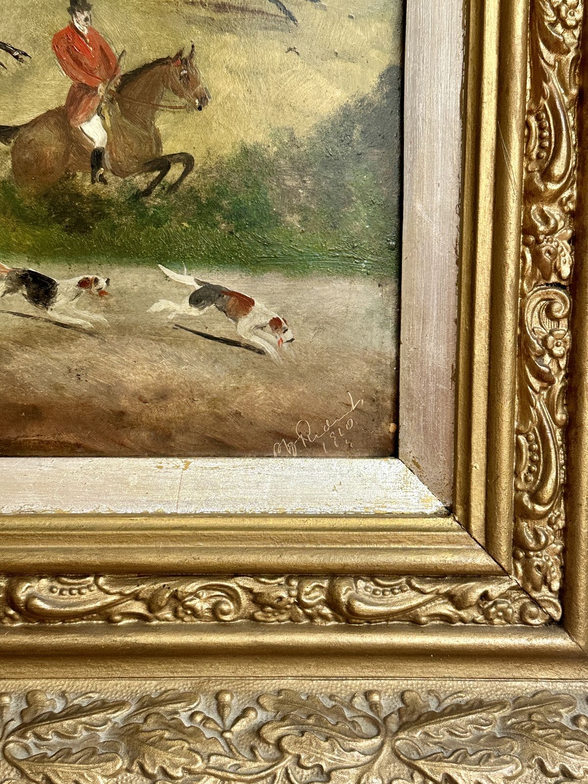 Pair Of Signed 1910 Fox Hunting Oil Paintings – Equestrian Sporting Scenes   Philip Henry Rideout (1860 1920) photo vinterior