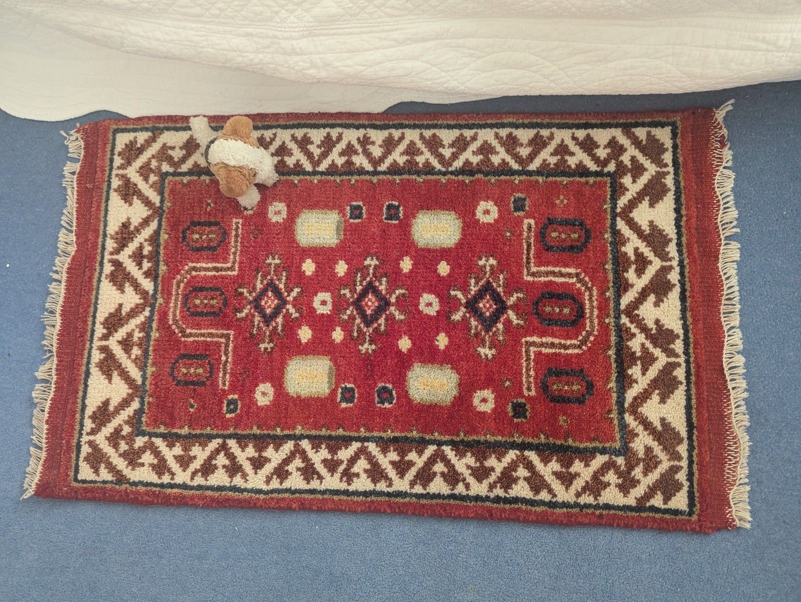 Antique Indian Rug Hand Made Oriental Wool Vintage Small 62 X 106cm Ex Cond photo for sale
