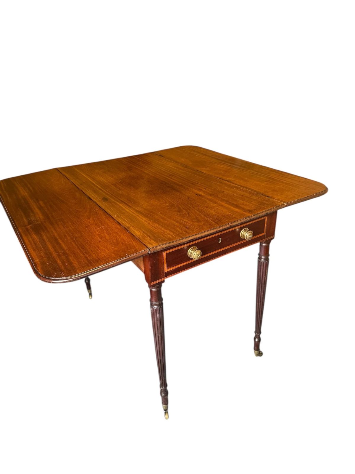 Victorian Mahogany Pembroke Table Drop Leaves Single Drawer Dining photo 90.0