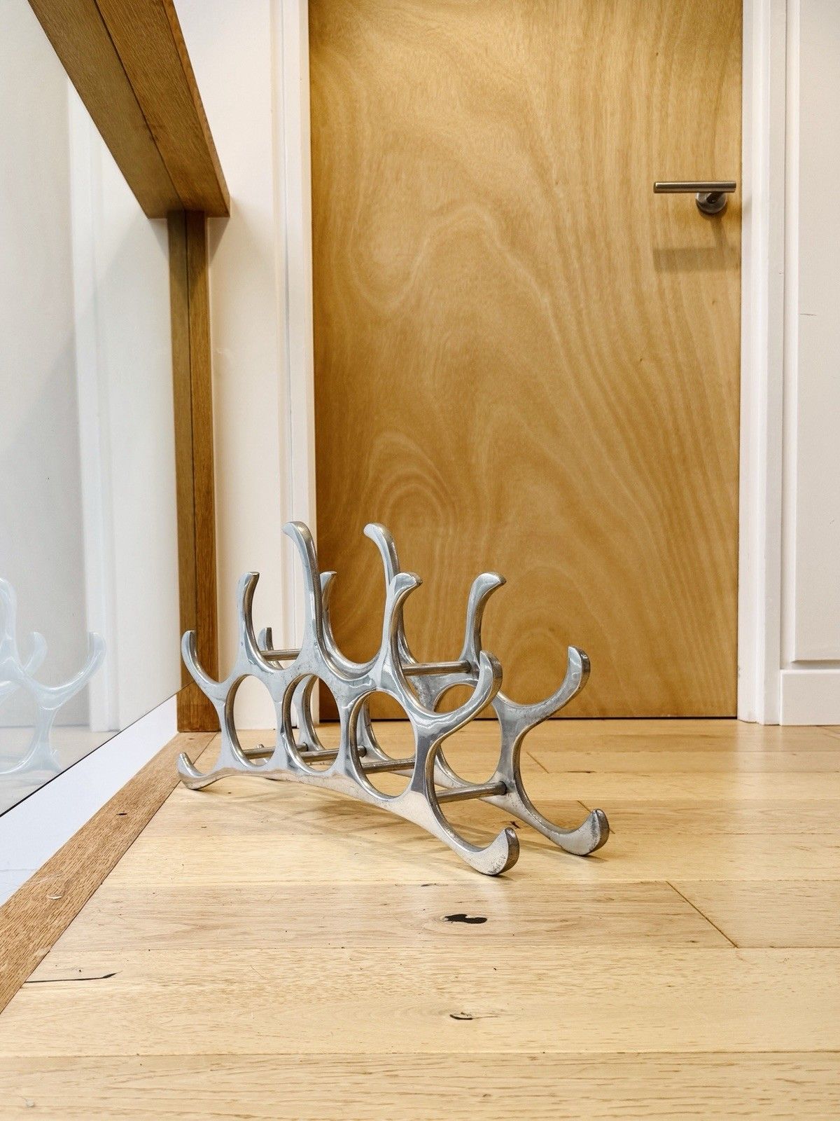Furniture Michael Noll Style 9 Bottle Wine Rack In Polished Aluminium photo