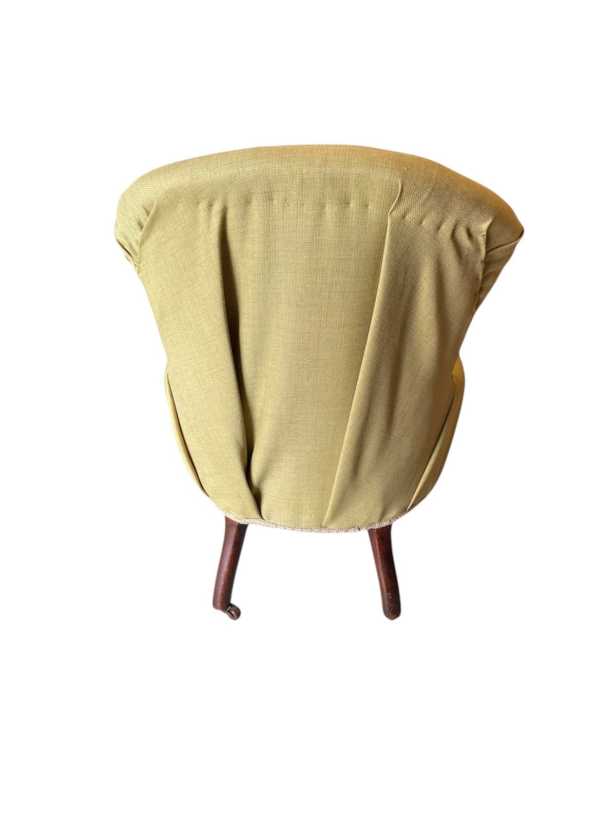 Victorian Upholstered Ladies Library Chair Mahogany Frame Recovered In Sage Green Linen photo buy