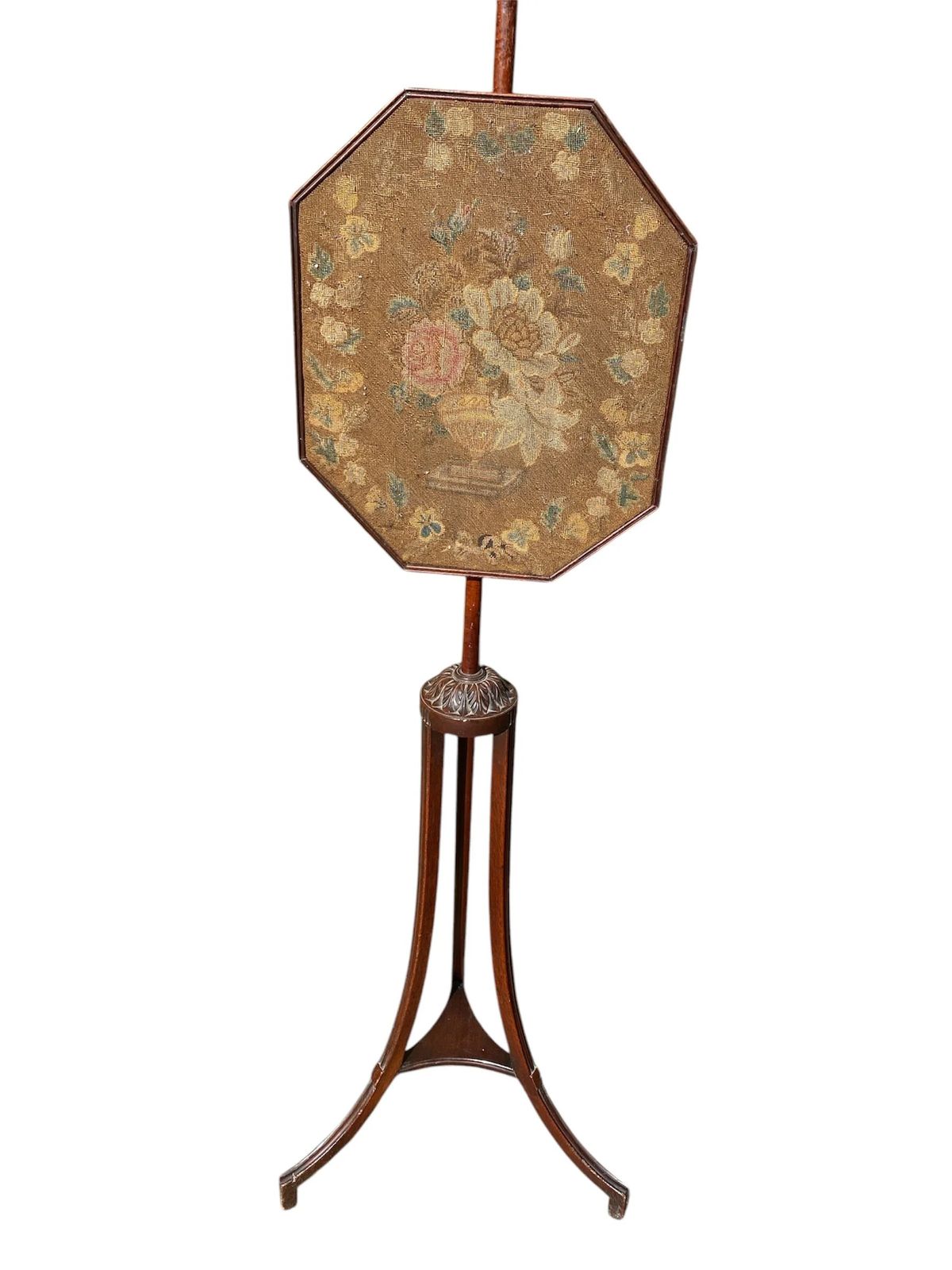 Antique Late Georgian Mahogany Needlework Tapestry Pole Screen