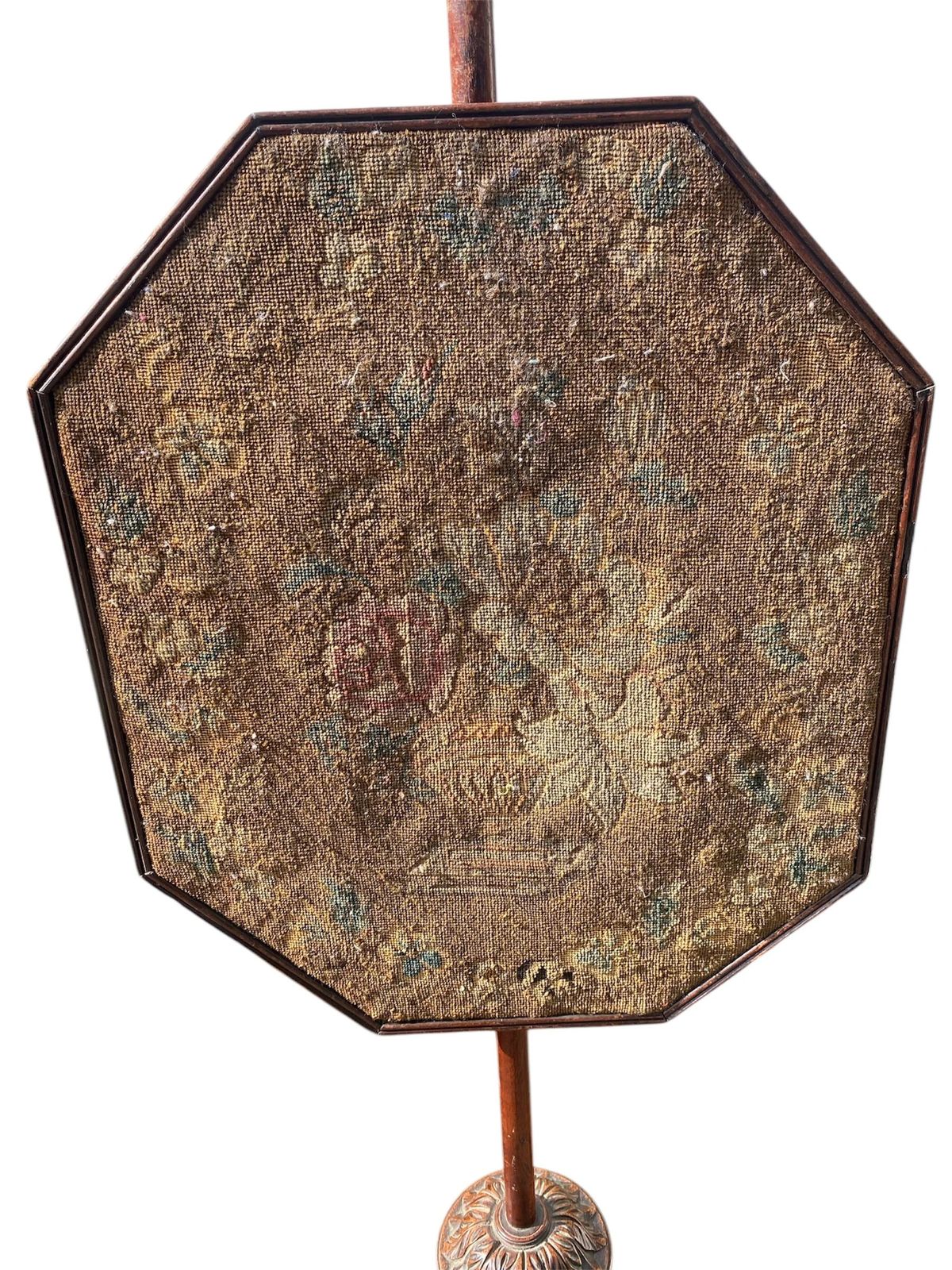 Antique Late Georgian Mahogany Needlework Tapestry Pole Screen photo 110.0