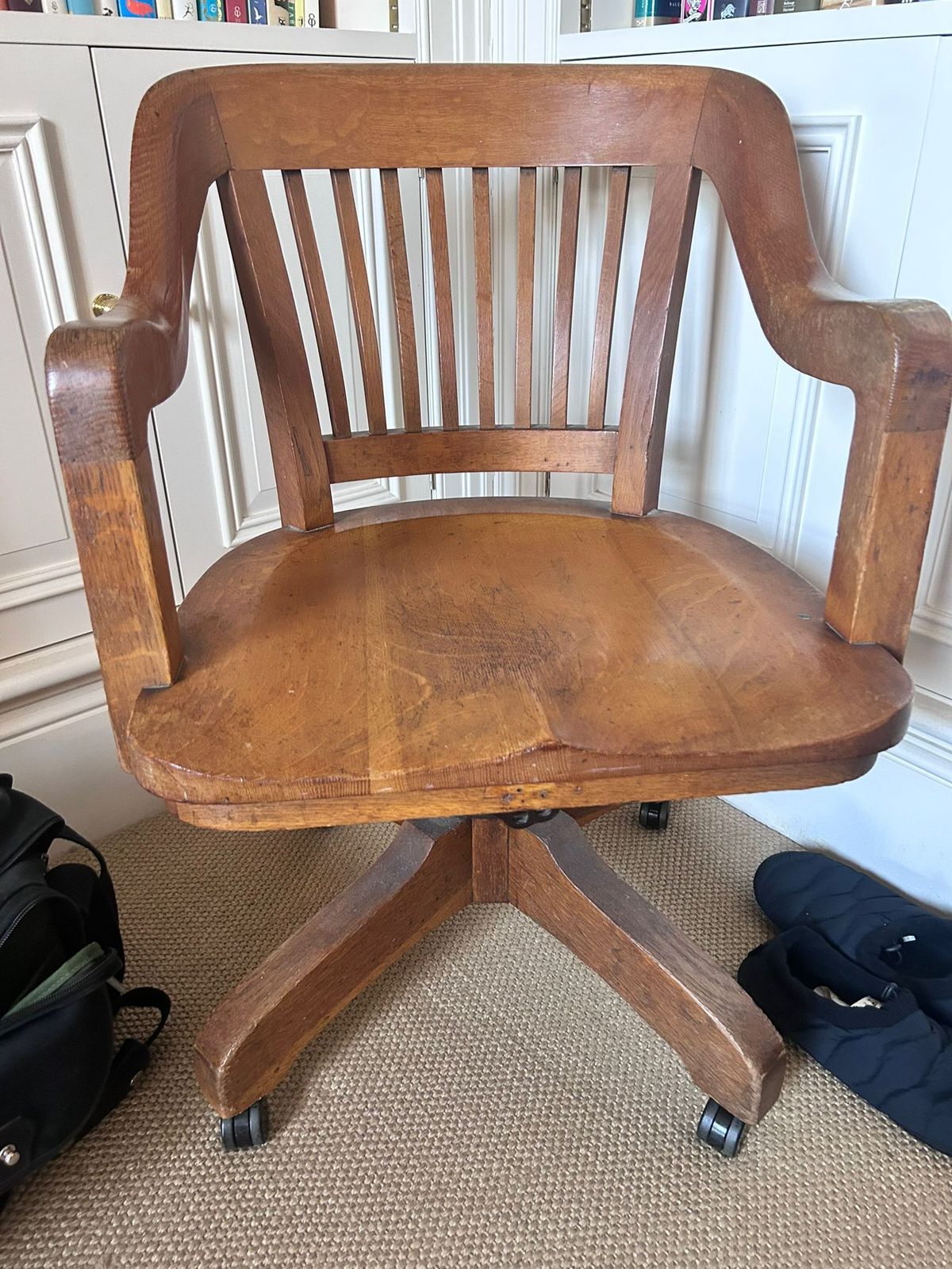 Antique Milwaukee Chair Co. Oak Swivel Desk Chair – Dated 1926 – Signed