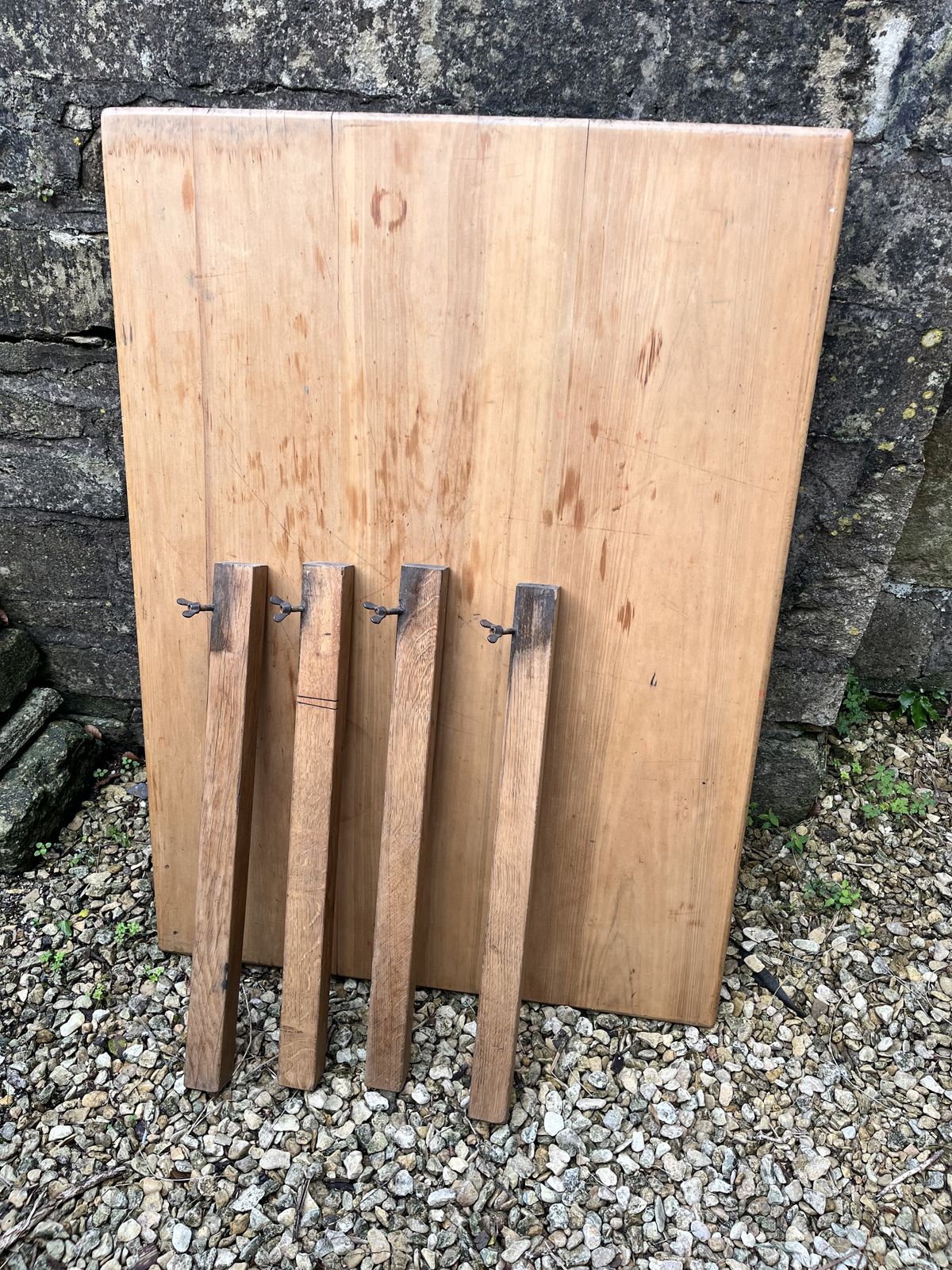 1930’s Oak And Beech Kitchen Table With Detachable Legs photo furniture