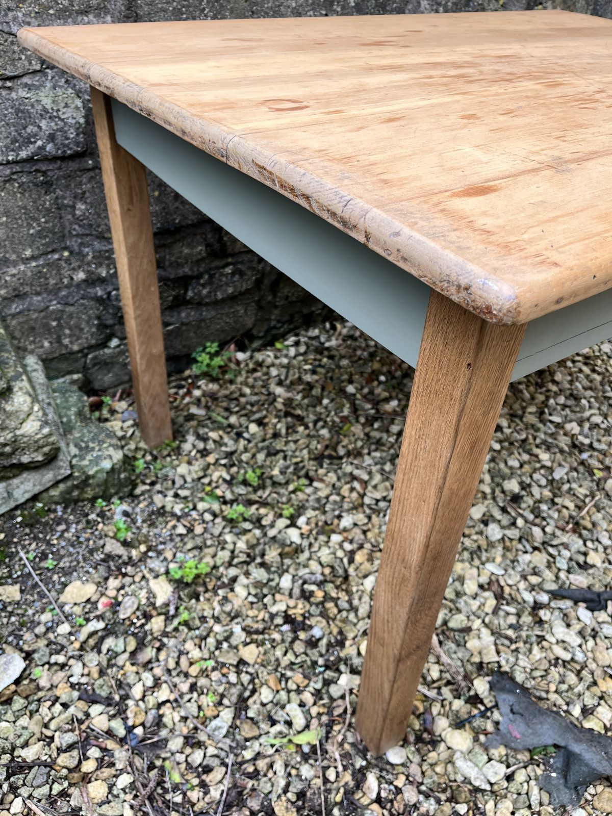 365.0 1930’s Oak And Beech Kitchen Table With Detachable Legs photo