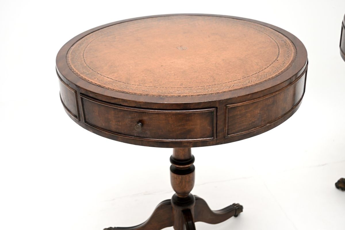 photo furniture Pair Of Antique Mahogany Leather Top Drum Tables
