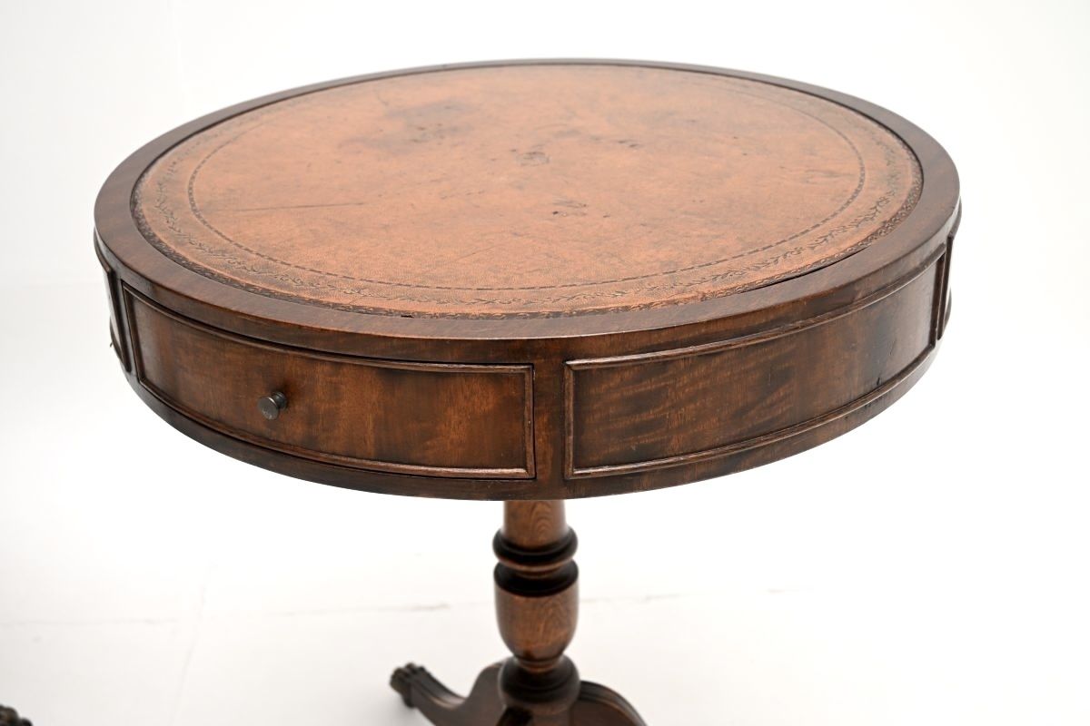 photo for sale Pair Of Antique Mahogany Leather Top Drum Tables