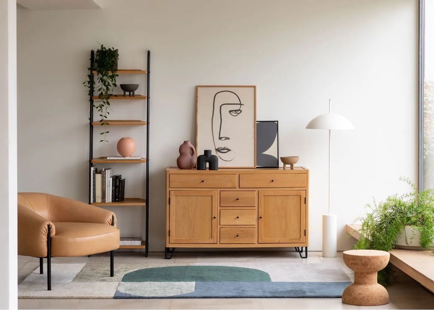 Heal’s Brunel Lean To Shelves, Narrow, Solid Oak & Steel, Excellent Condition photo furniture