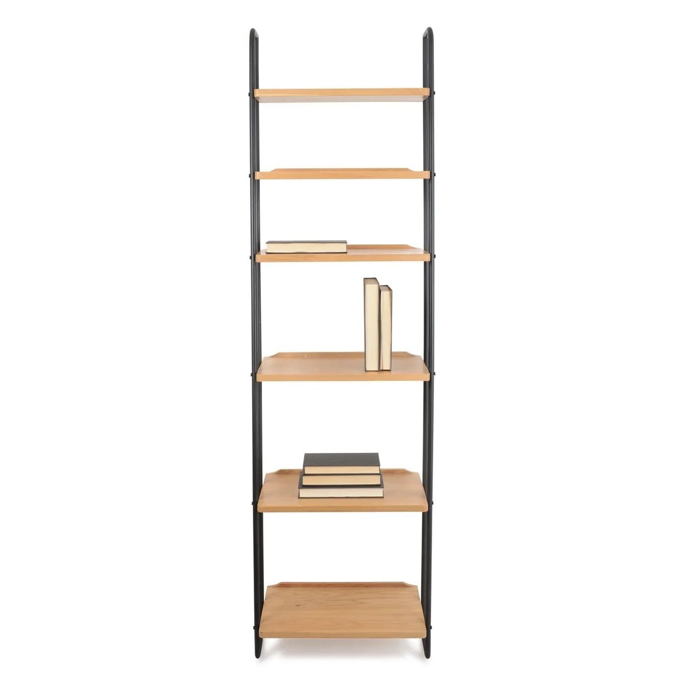 Heal’s Brunel Lean To Shelves, Narrow, Solid Oak & Steel, Excellent Condition photo for sale