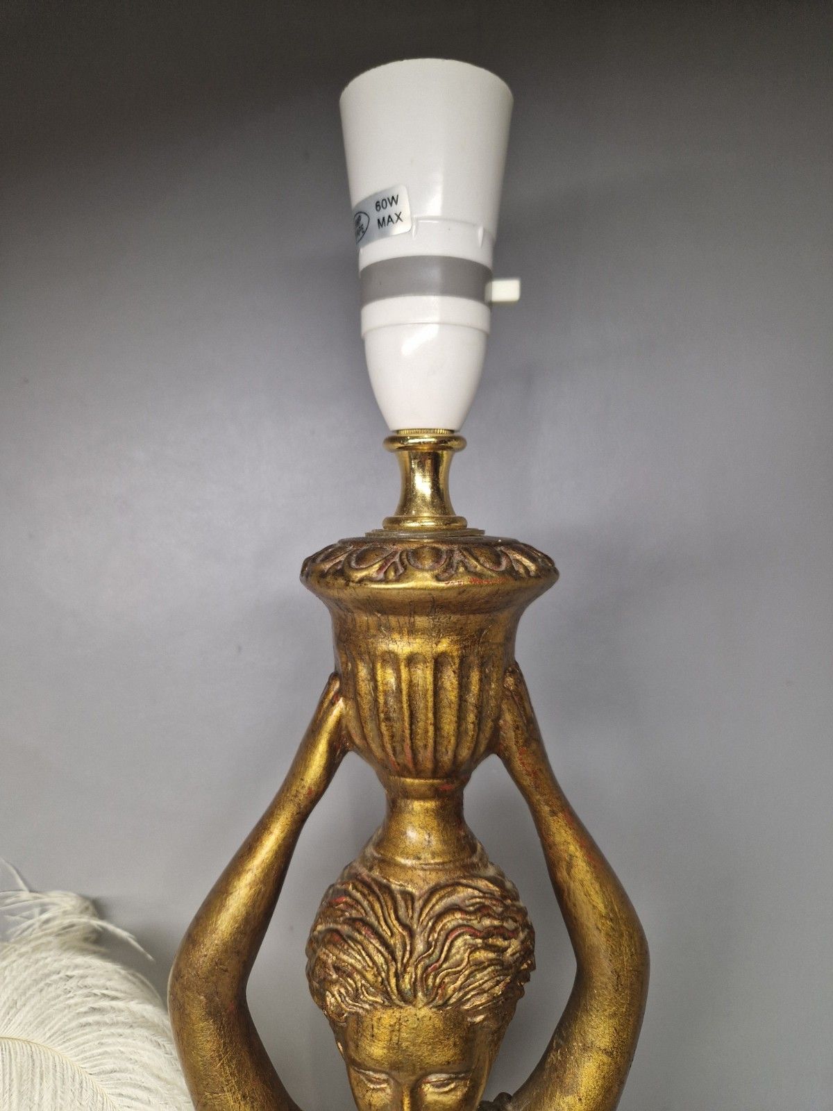 Vintage Tall Neoclassical Table Lamp Robed Grecian Woman Urn Country Decor photo furniture