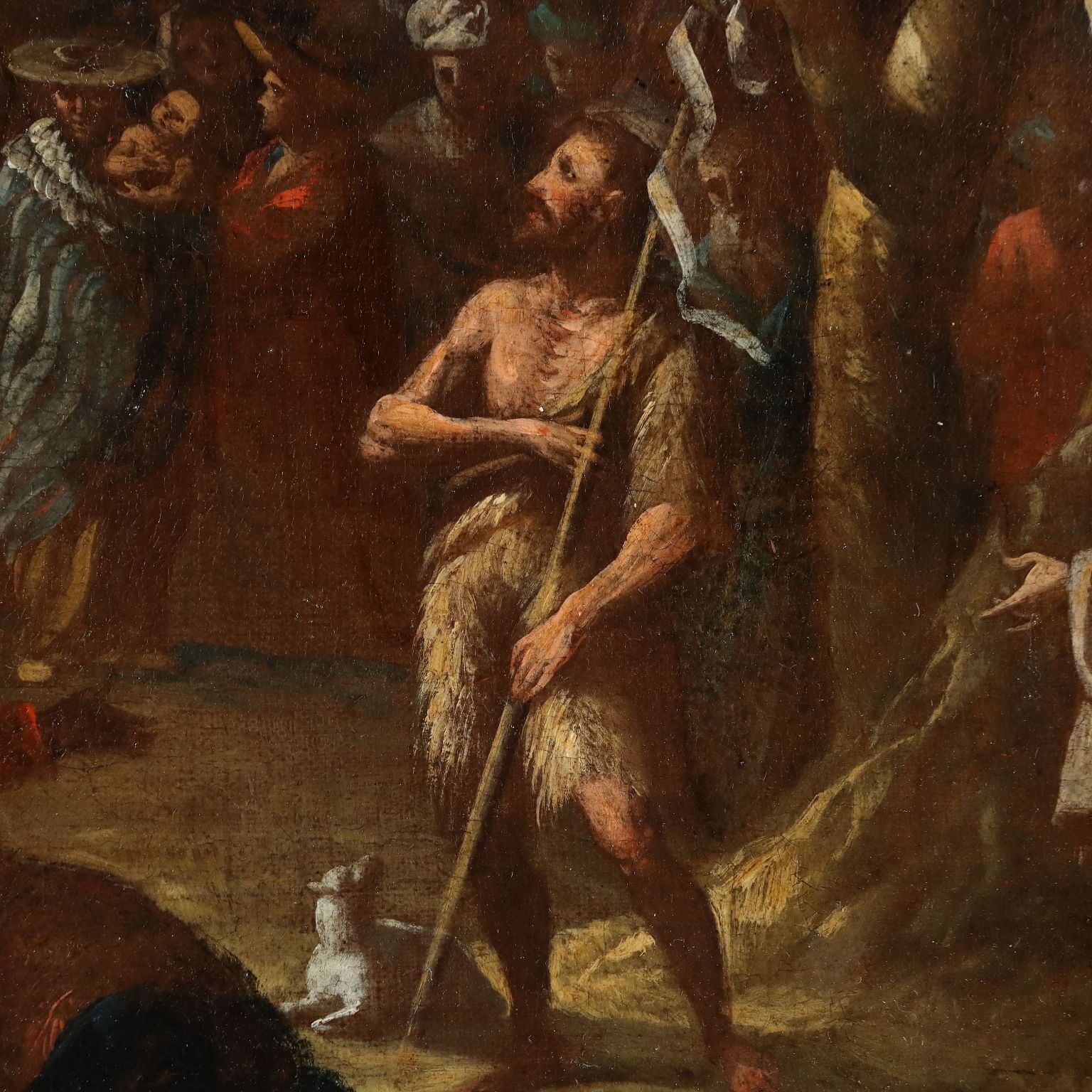 Ancient Painting '600 '700 The Preaching Of St. John Canvas photo Art