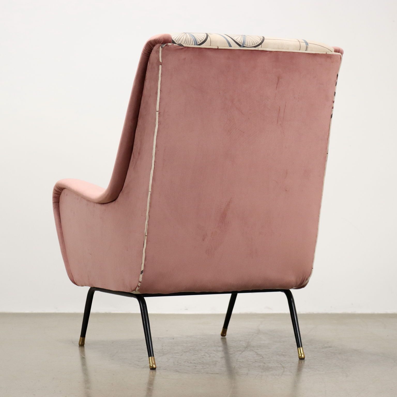 photo for sale Vintage Armchair Fabric Metal Brass Italy 1950s 1960s