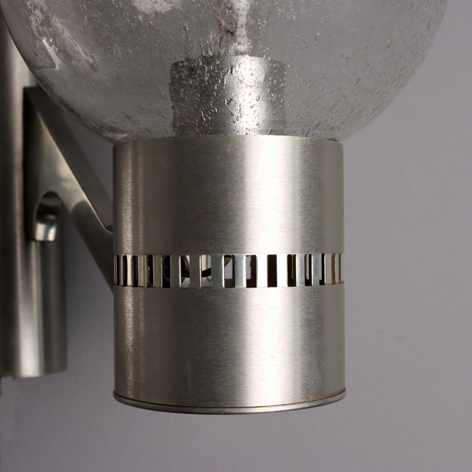 Vintage Wall Lamp Aluminium Glass Design Made In Italy 1960s photo 240.0