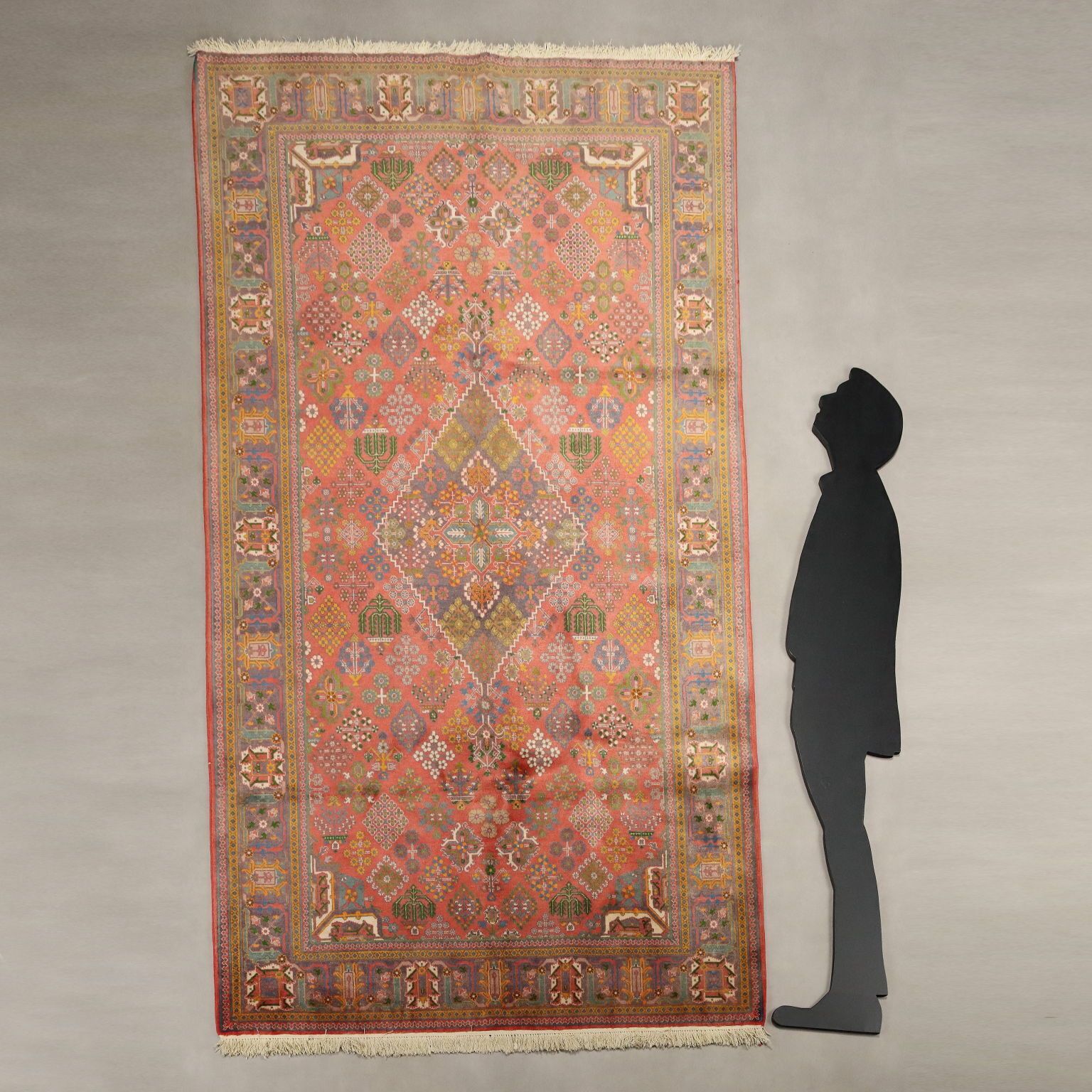 Antique Asian Carpet Cotton Thin Knot Handmade 102 X 59 In photo for sale