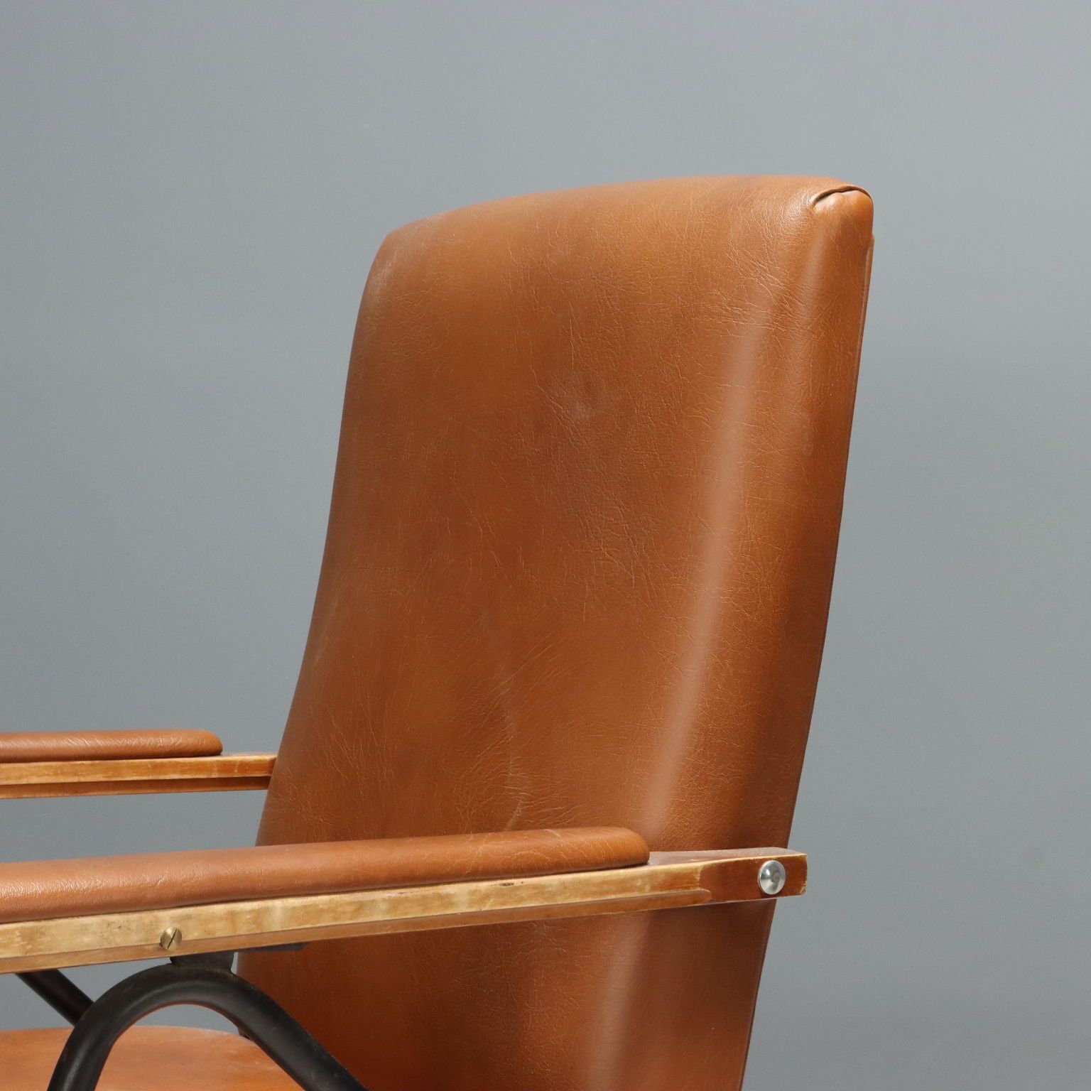Vintage Armchairs Fabric Foam Lacquered Metal Design Italy 1960s photo 840.0