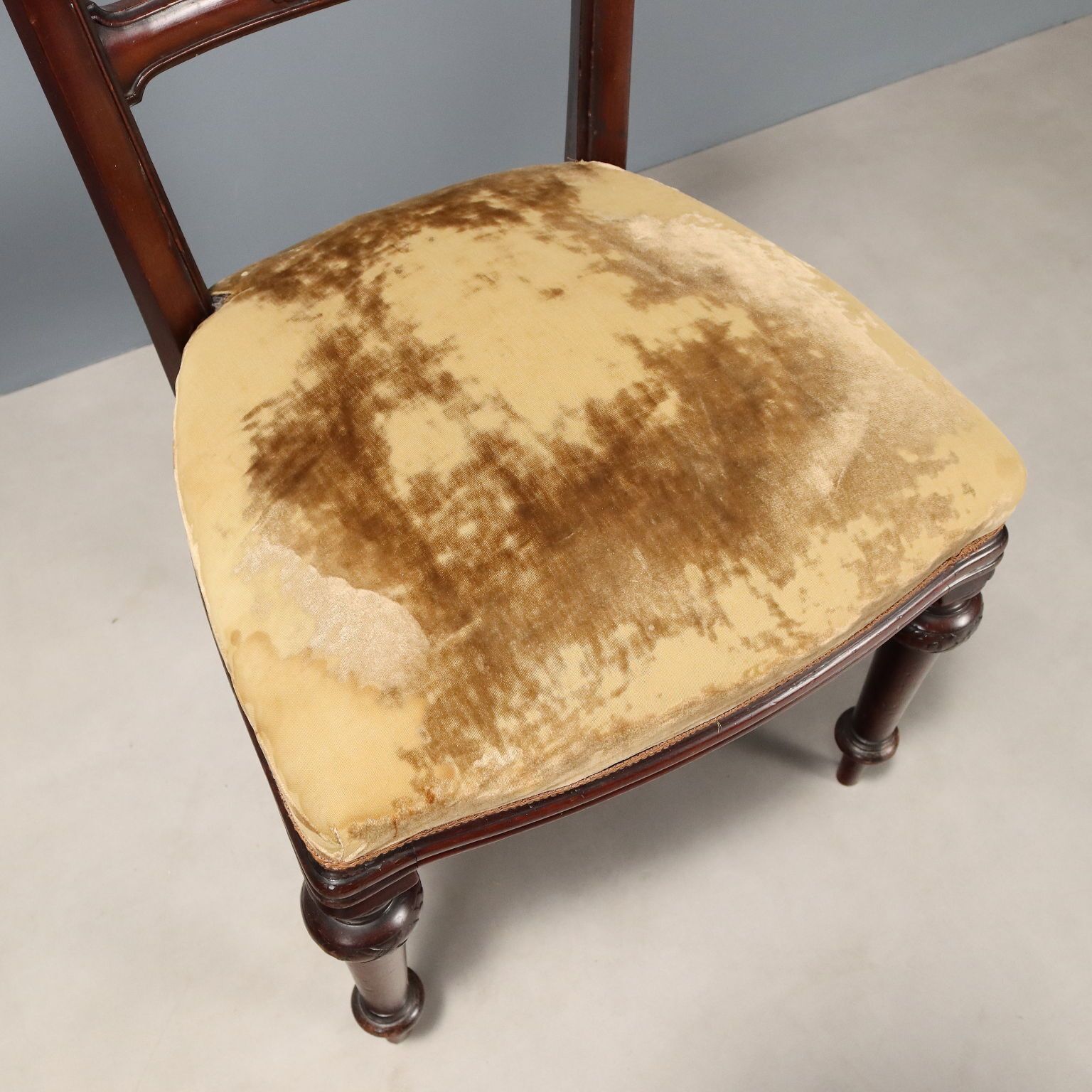 Antique Chairs Mahogany Fabric Padding Italy XX Century photo vintage