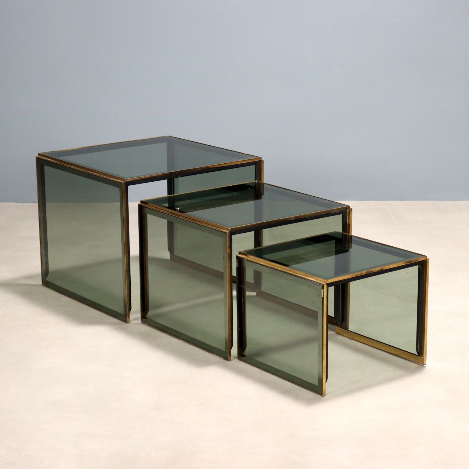 Vintage Coffee Tables Mahogany Glass Design Italy 1960s 1970s