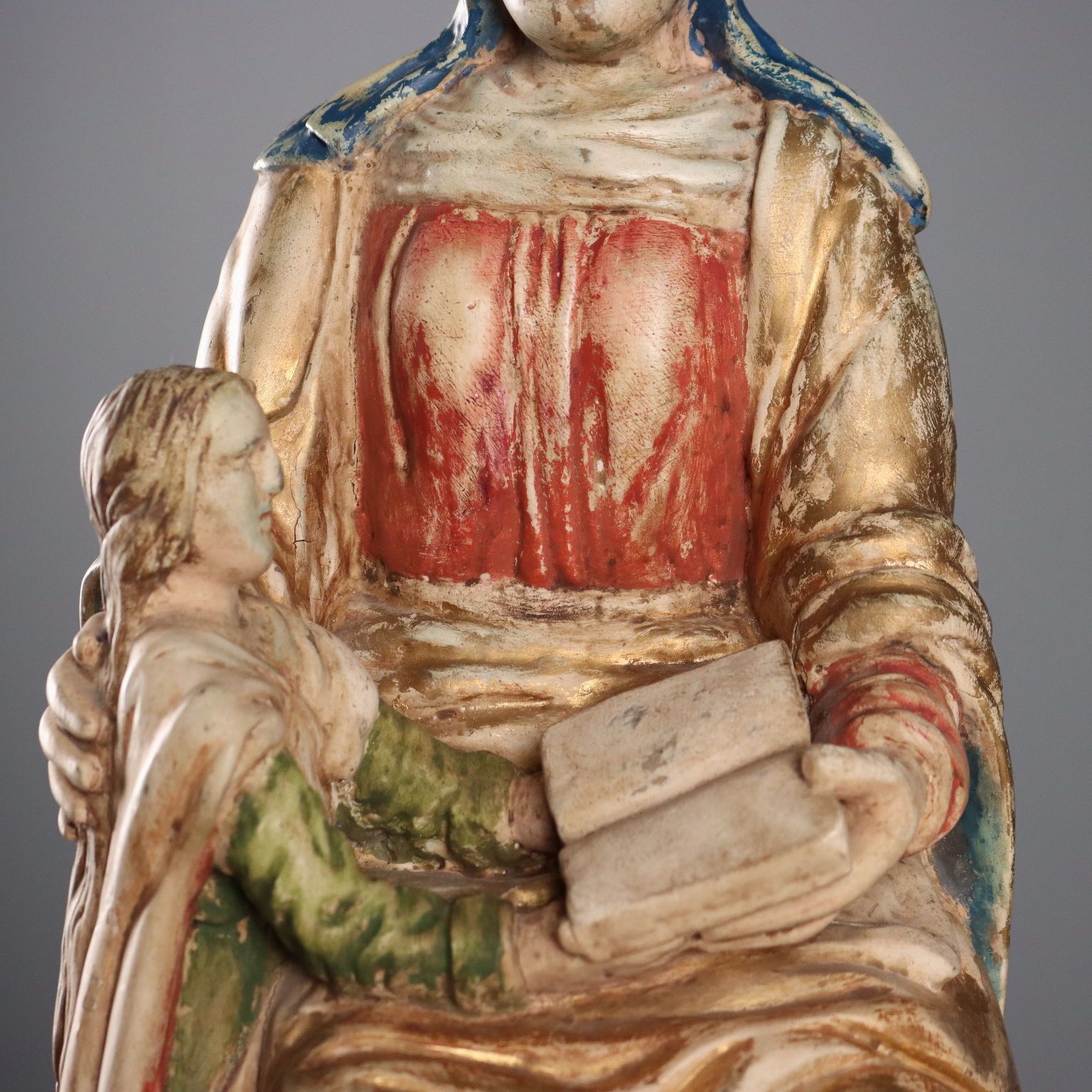 Santa Anna Con Maria Bambina Scultura Lignea photo Art