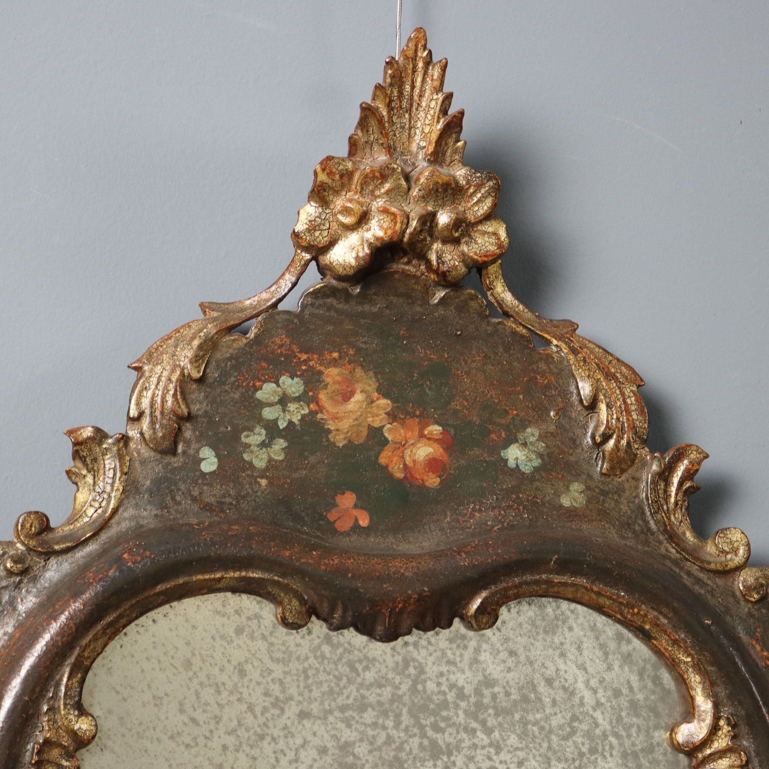 Antique Mirror Lacquered Wood Italy Late XIX Century photo for sale
