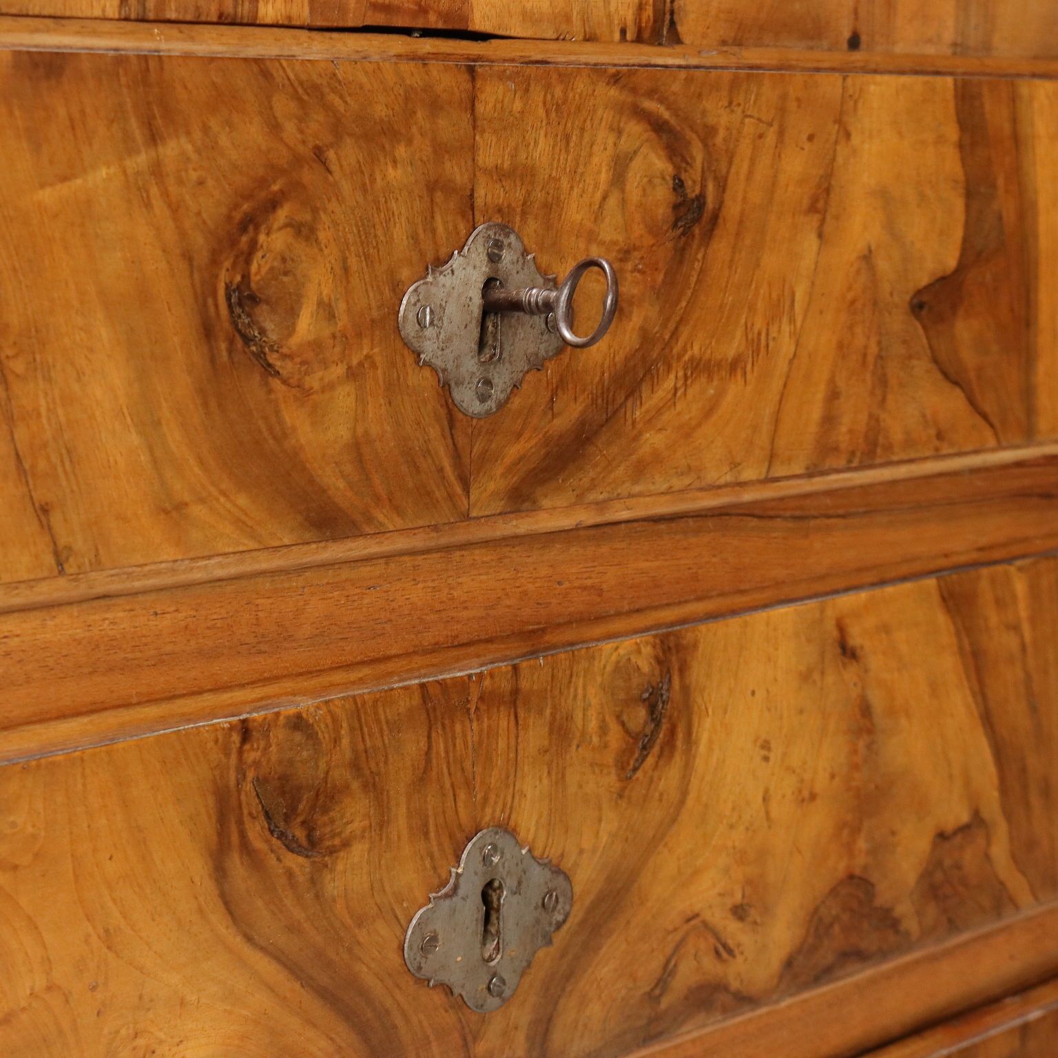 Antique Chest Of Drawers Walnut Burl Poplar Italy XVIII Century photo vintage