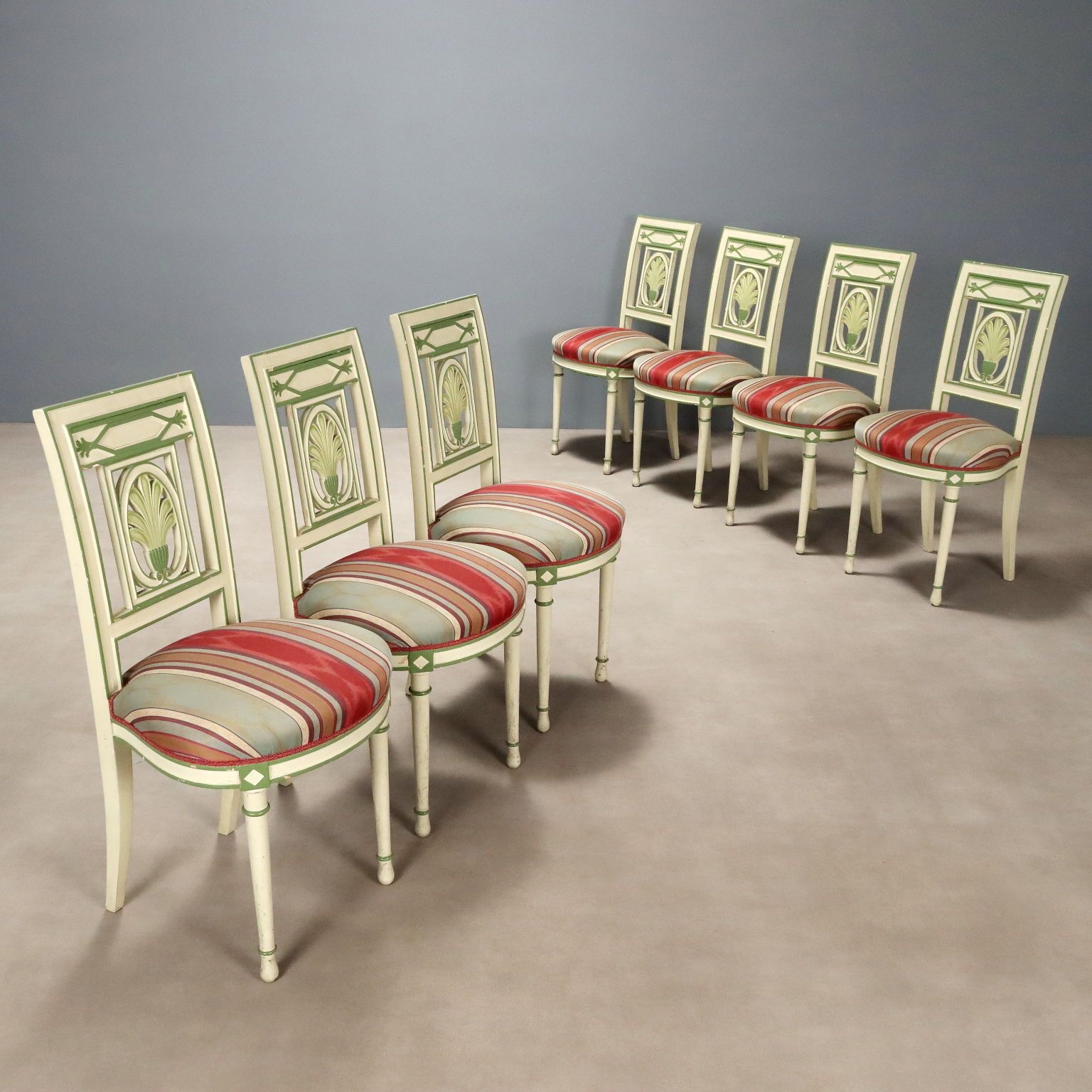 Chairs Neoclassical Style Lacquered Wood XX Century