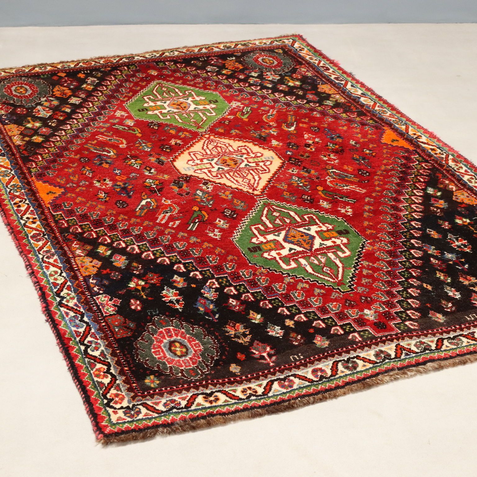 Antique Asian Carpet Wool Heavy Knot Handmade 66 X 47 In
