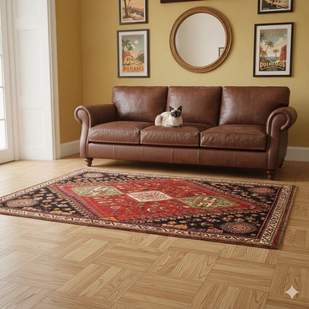 Antique Asian Carpet Wool Heavy Knot Handmade 66 X 47 In photo furniture
